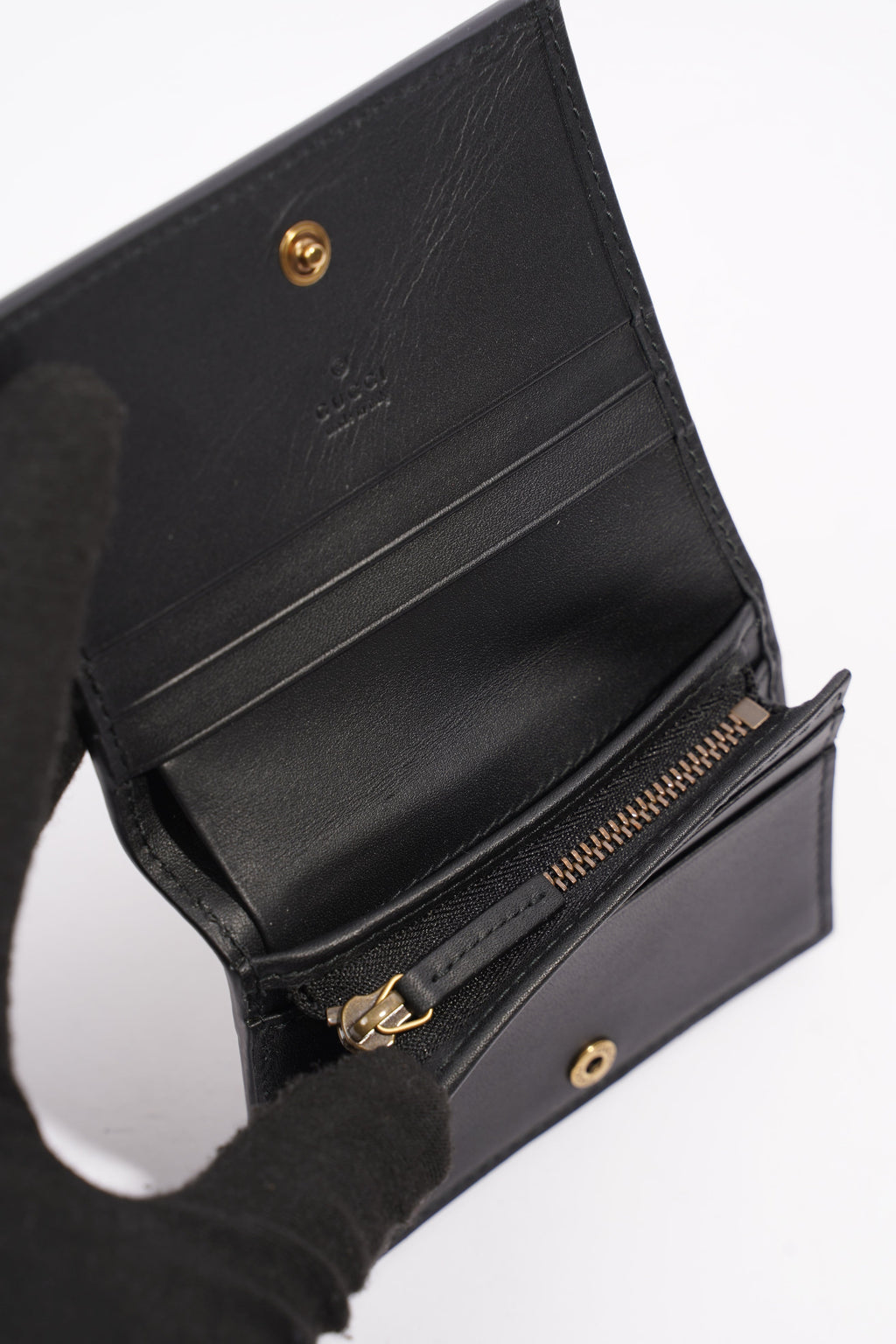 Gucci Queen Margaret Card Case Black / White Leather