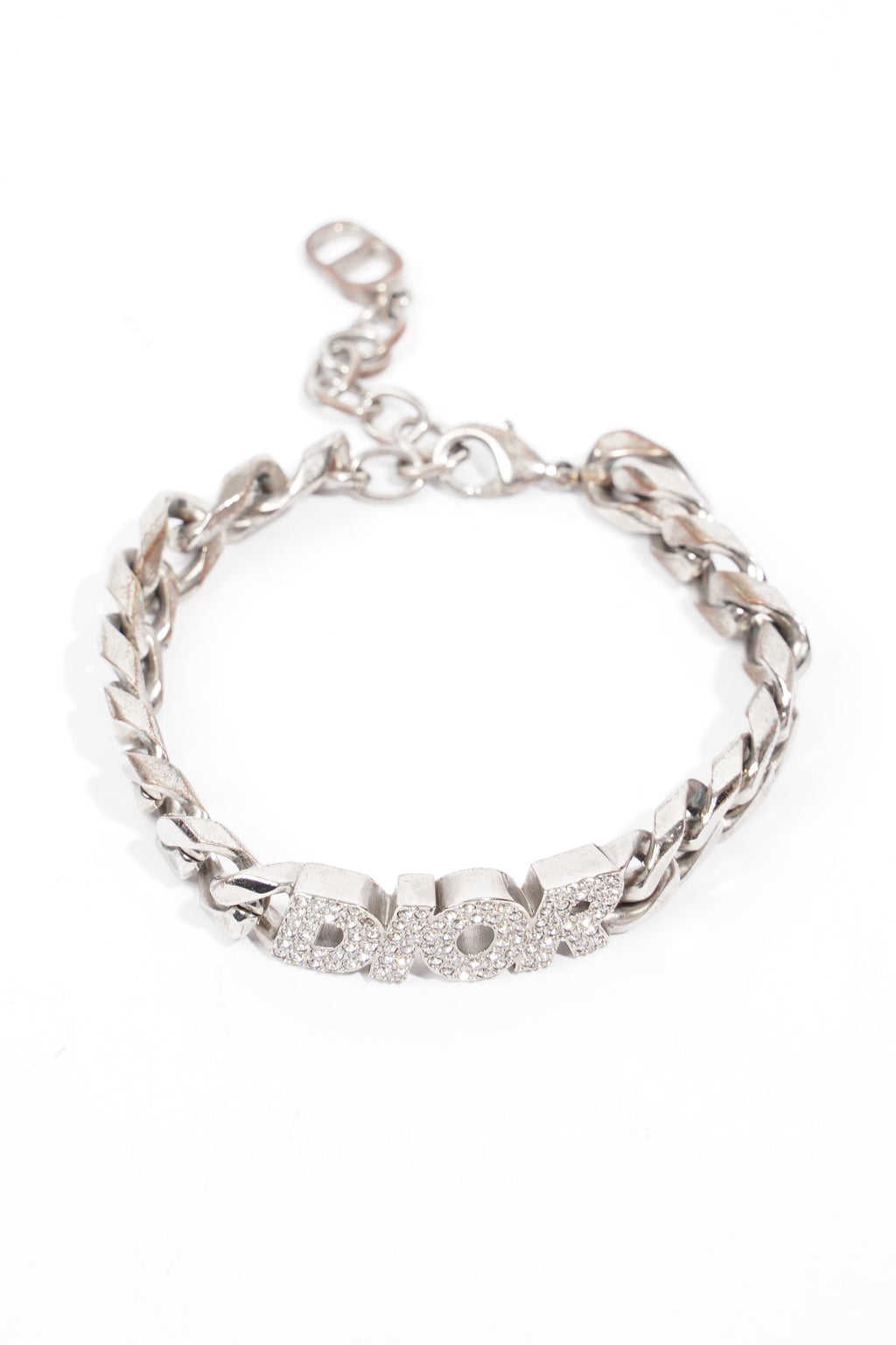 Christian Dior Chain Link Logo Bracelet Silver Base Metal