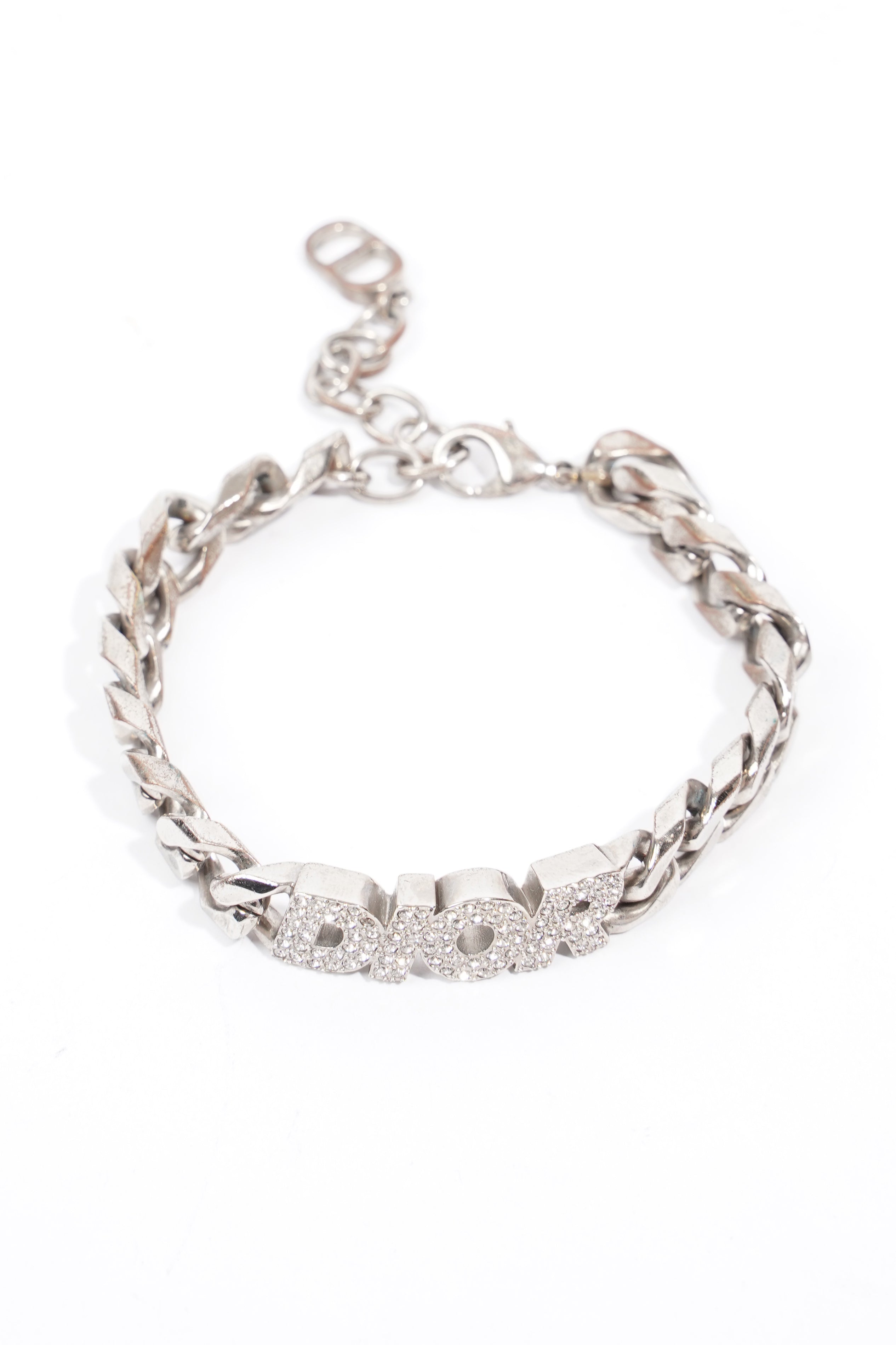 Christian Dior Chain Link Logo Bracelet Silver Base Metal