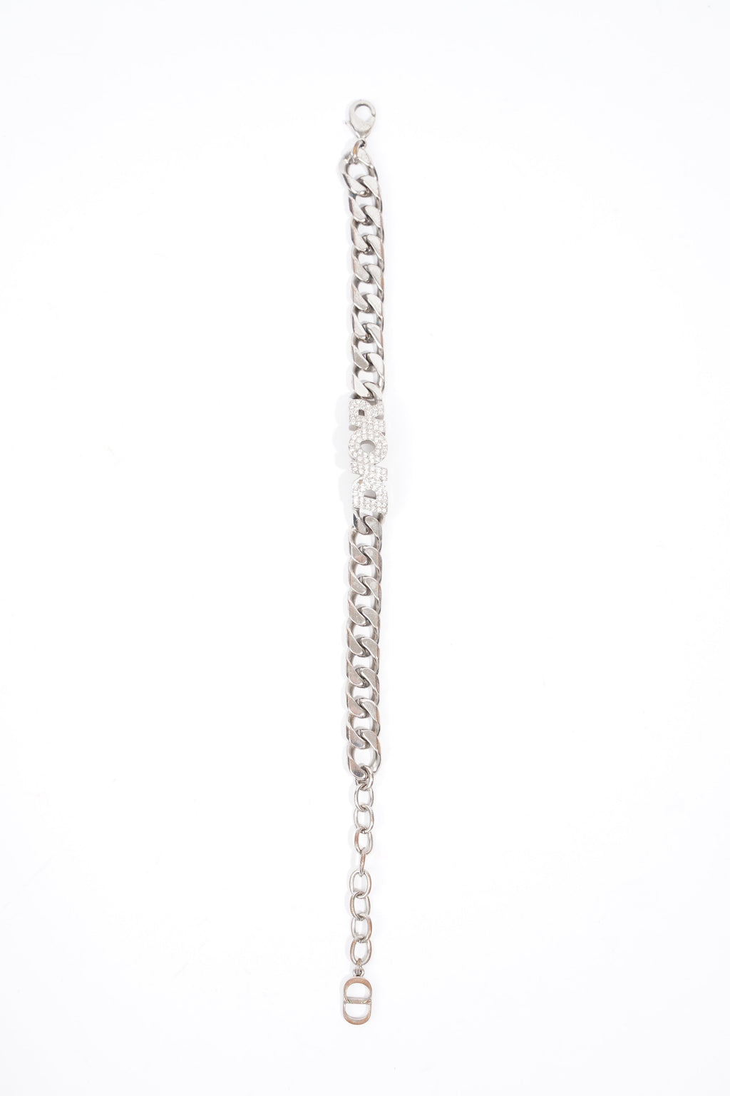 Christian Dior Chain Link Logo Bracelet Silver Base Metal