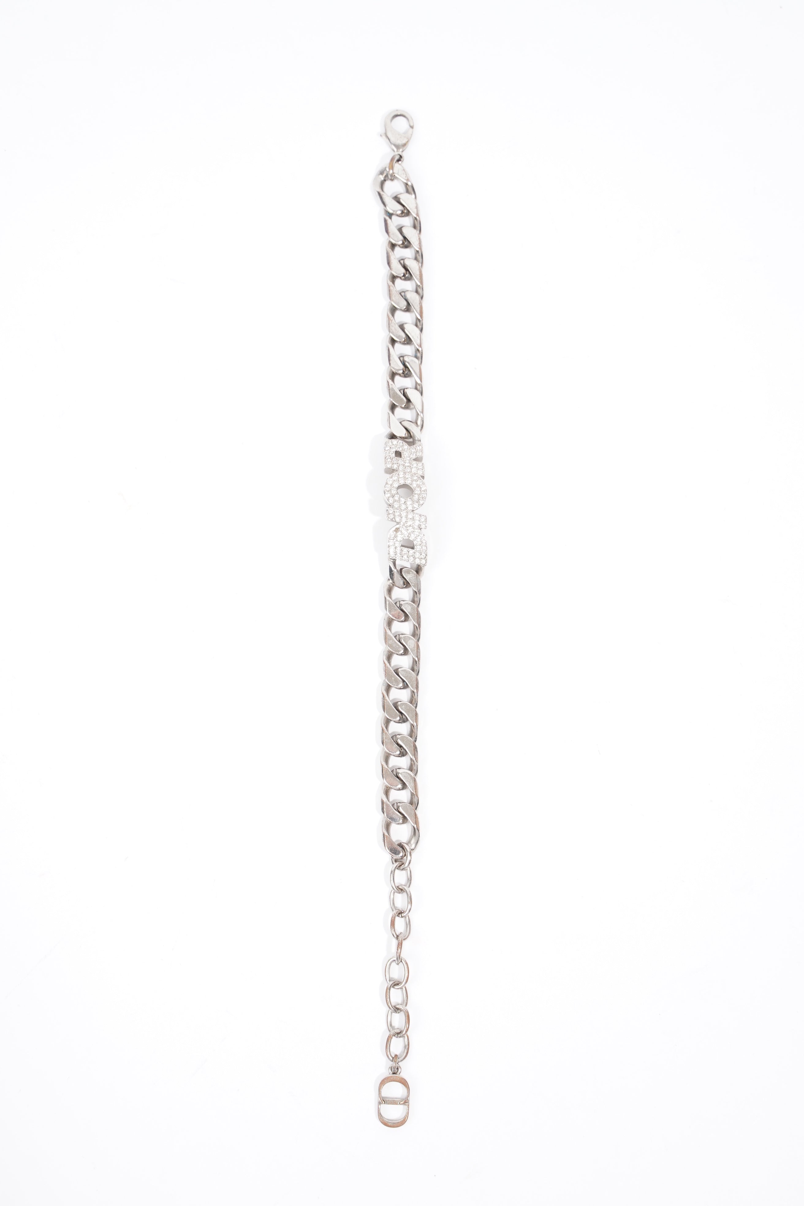 Christian Dior Chain Link Logo Bracelet Silver Base Metal