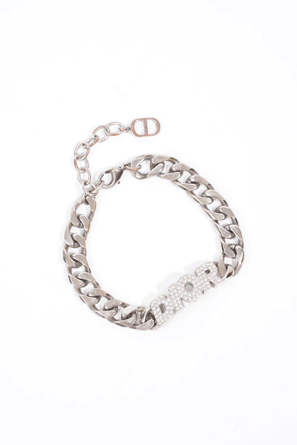 Christian Dior Chain Link Logo Bracelet Silver Base Metal