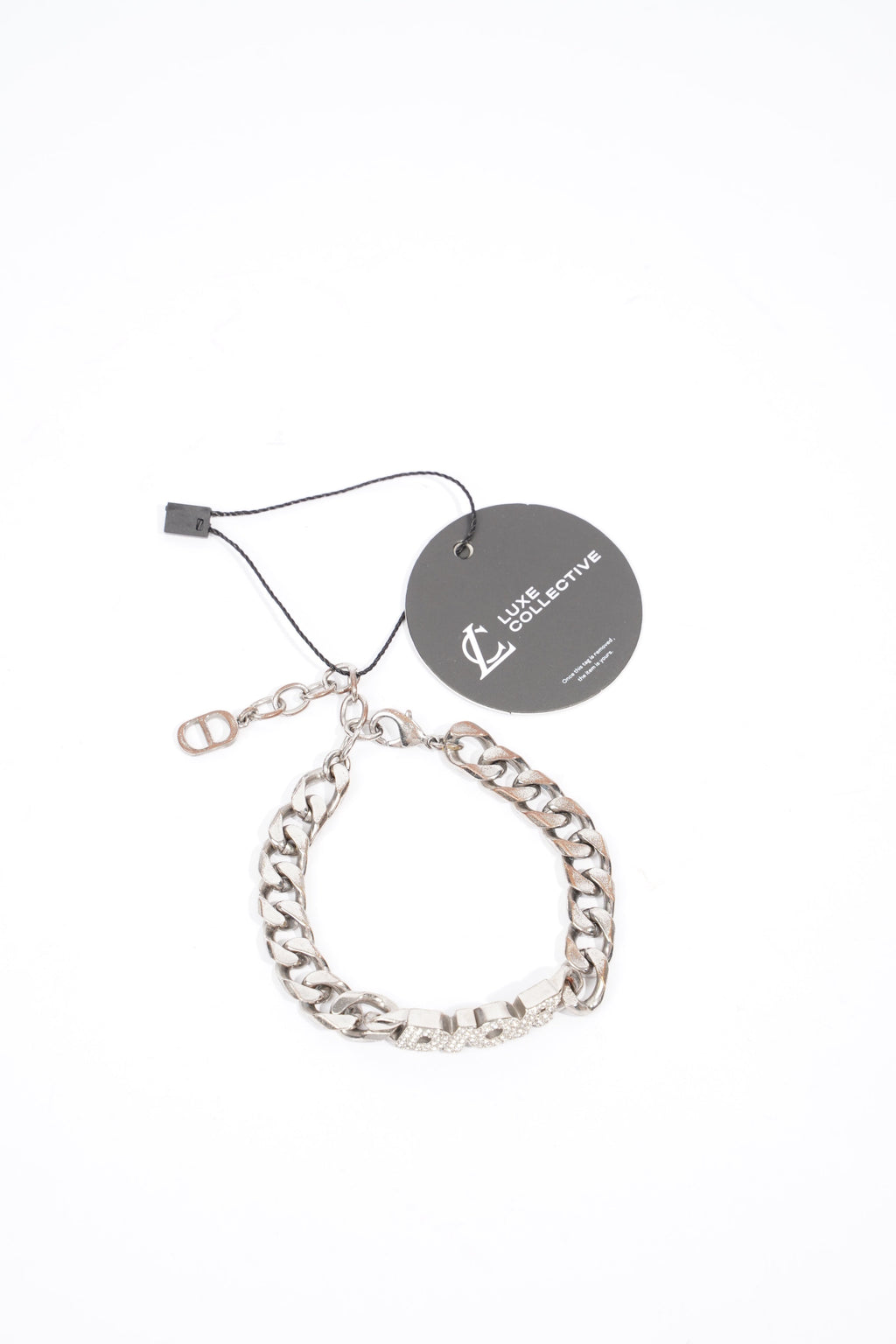 Christian Dior Chain Link Logo Bracelet Silver Base Metal