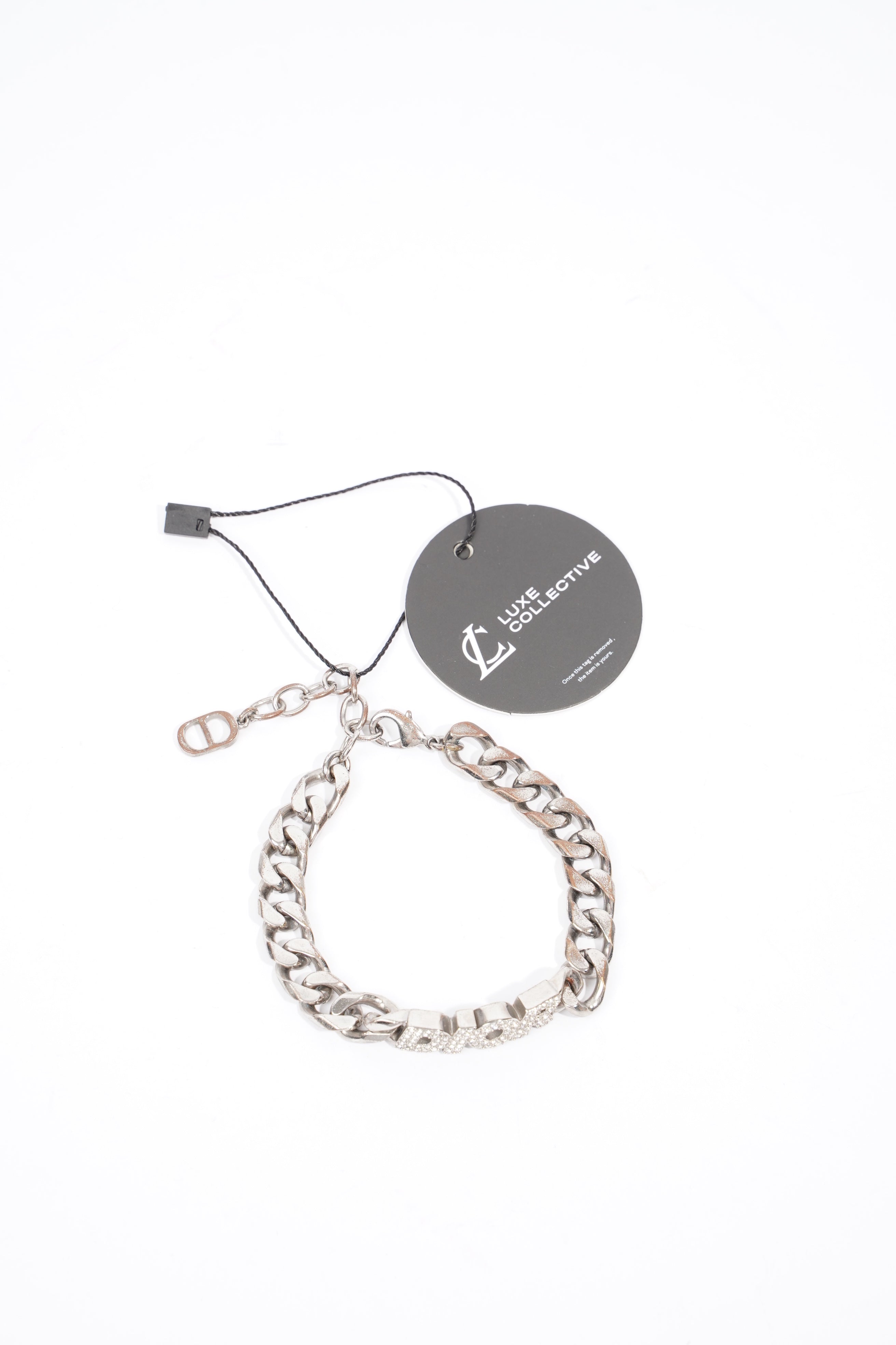 Christian Dior Chain Link Logo Bracelet Silver Base Metal