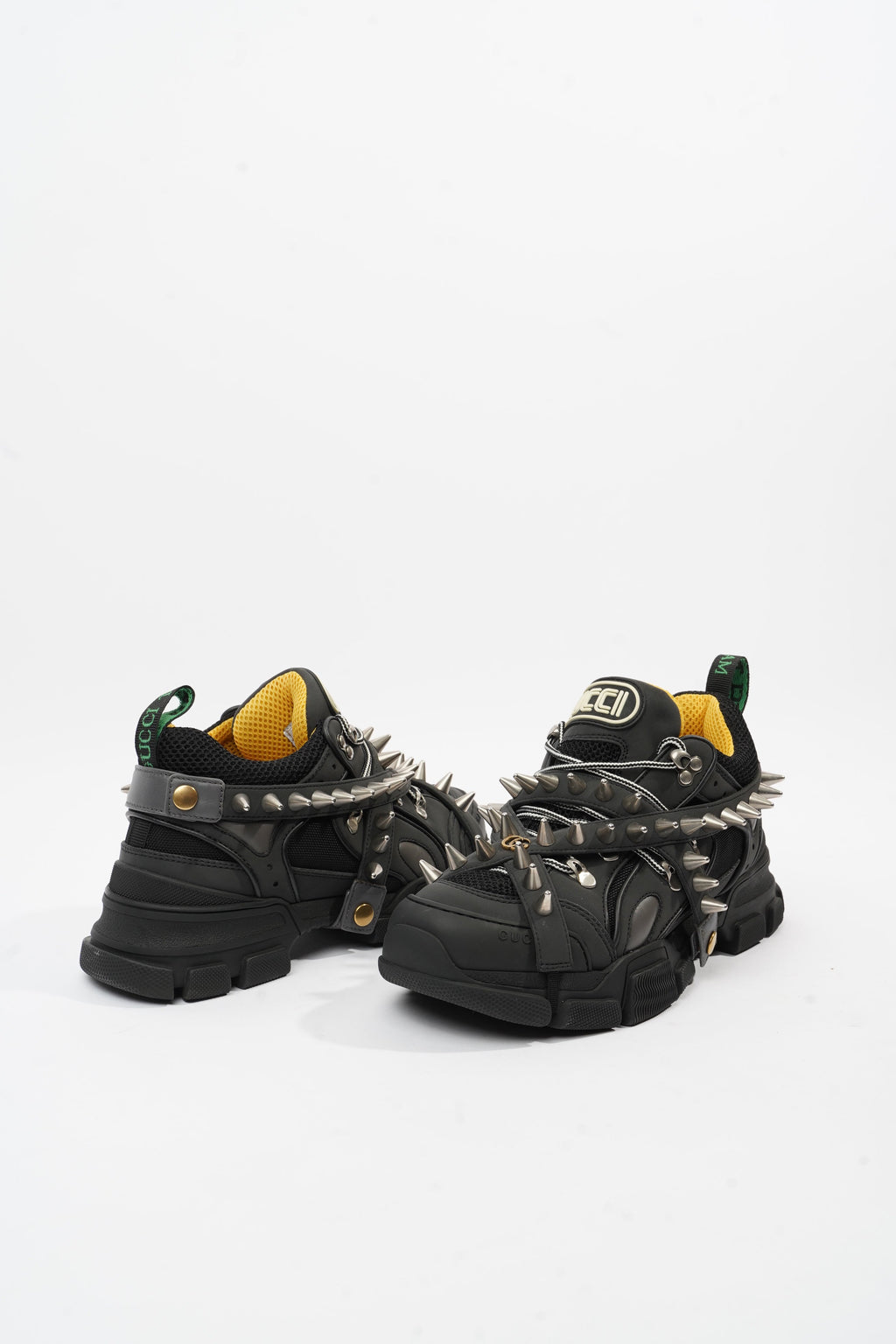 Gucci Flashtrek Withe Removable Spikes Black Leather EU 40.5 UK 6.5