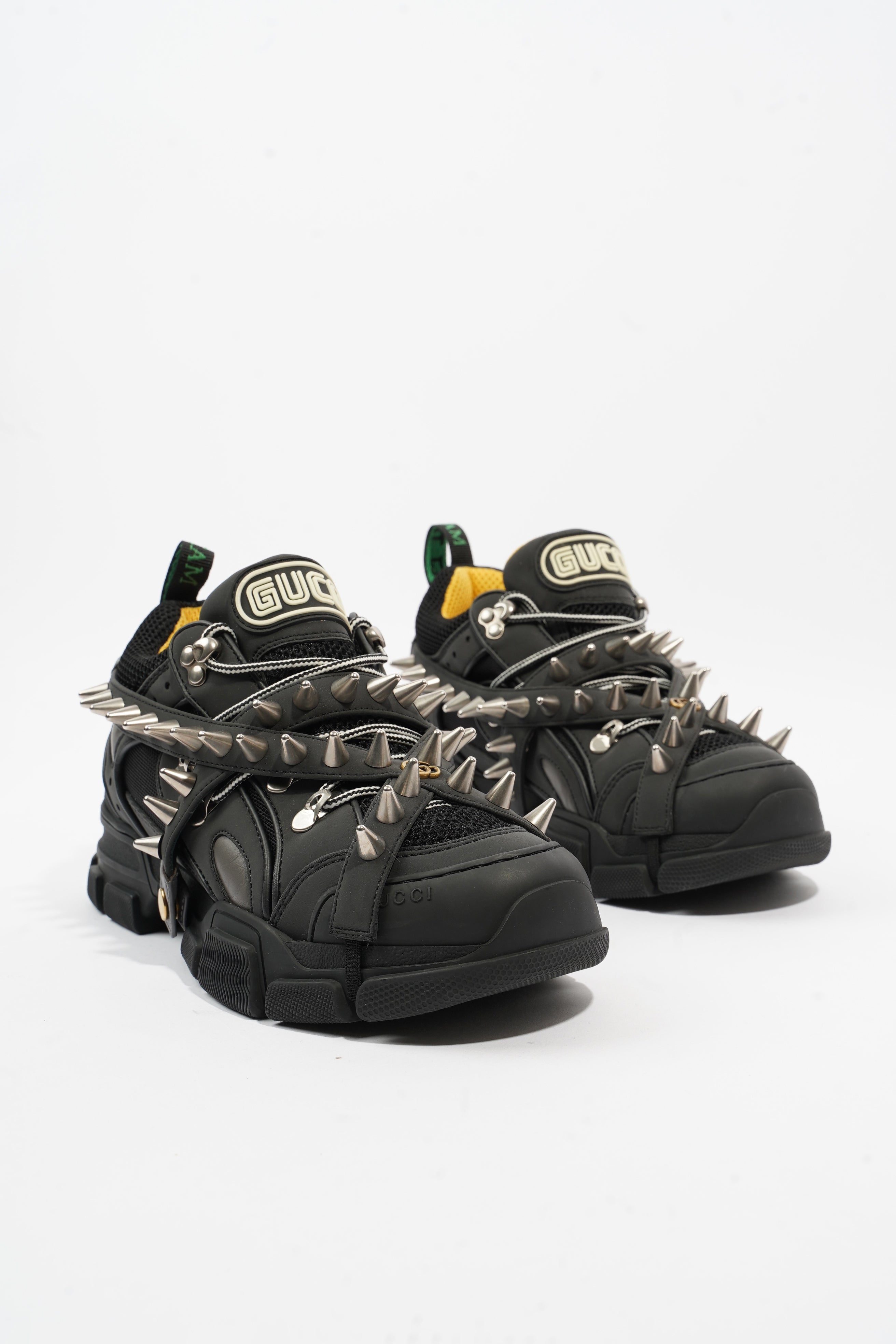 Gucci Flashtrek Withe Removable Spikes Black Leather EU 40.5 UK 6.5