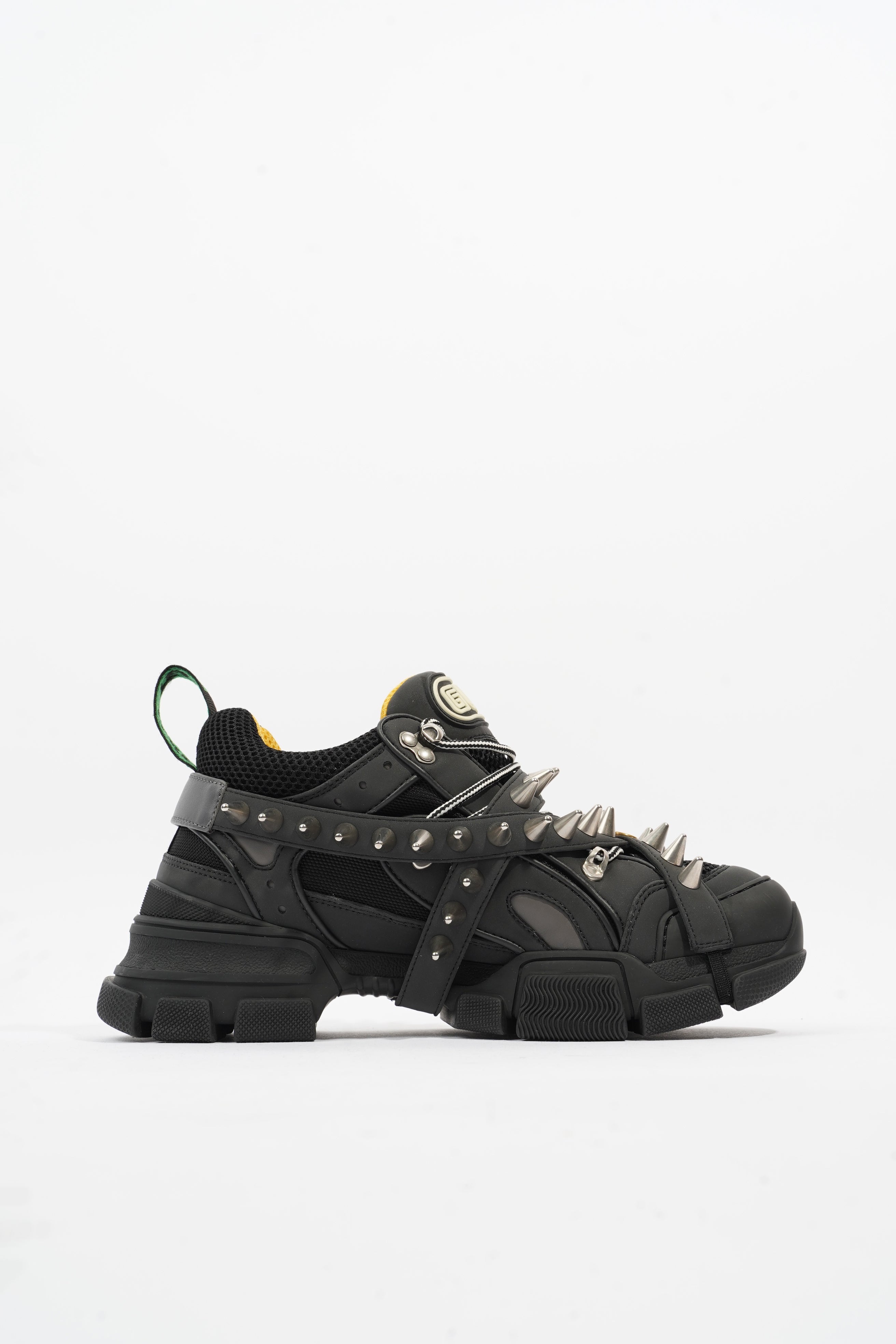 Gucci Flashtrek Withe Removable Spikes Black Leather EU 40.5 UK 6.5