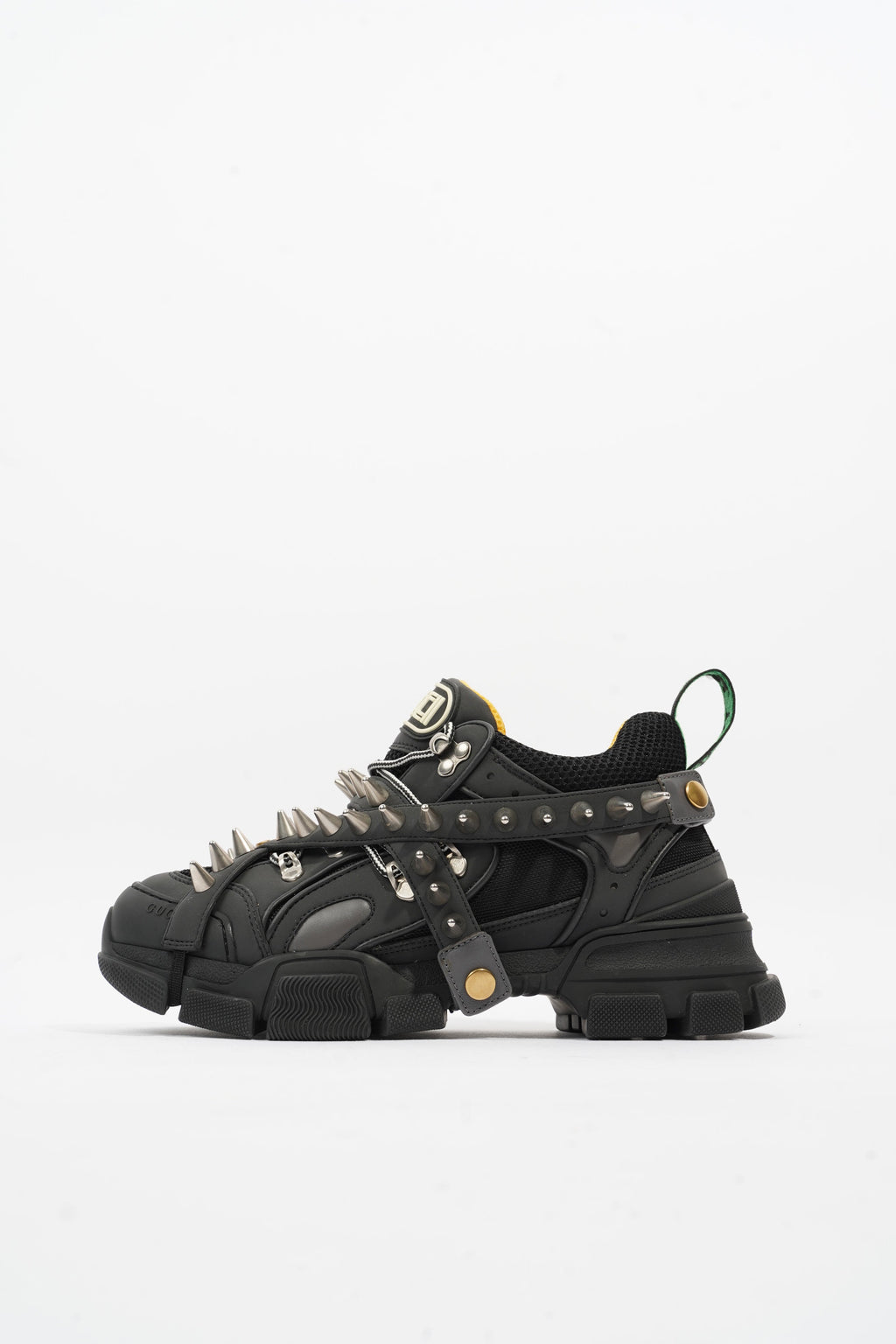 Gucci Flashtrek Withe Removable Spikes Black Leather EU 40.5 UK 6.5