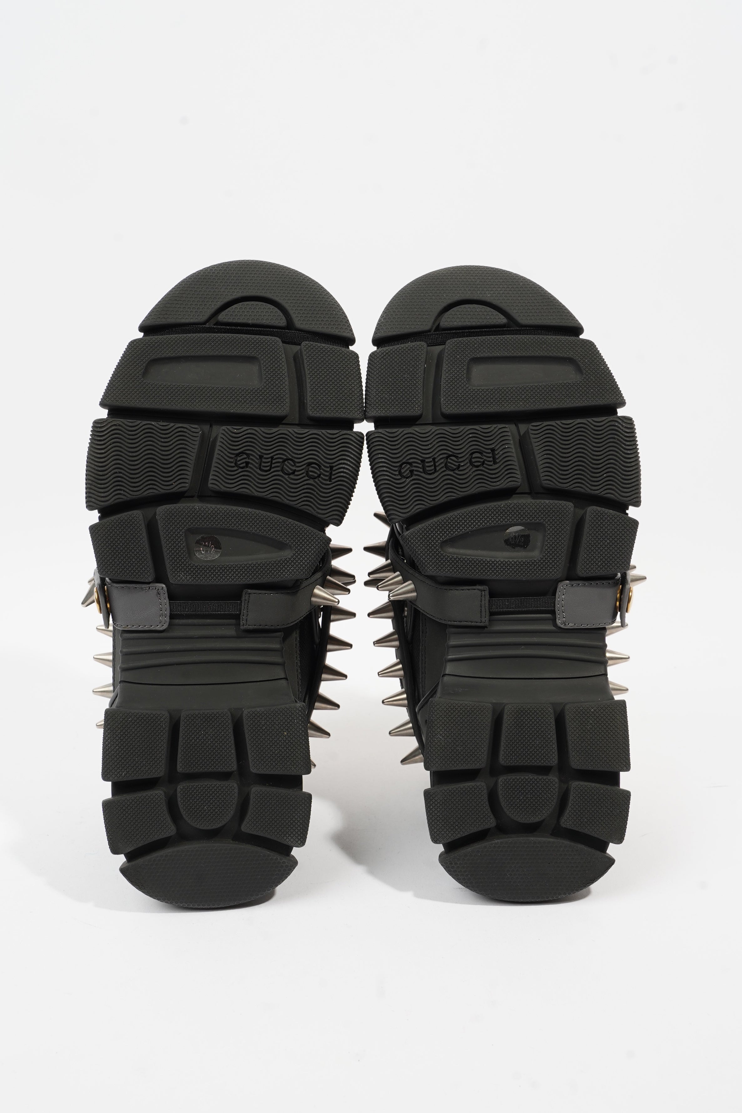 Gucci Flashtrek Withe Removable Spikes Black Leather EU 40.5 UK 6.5