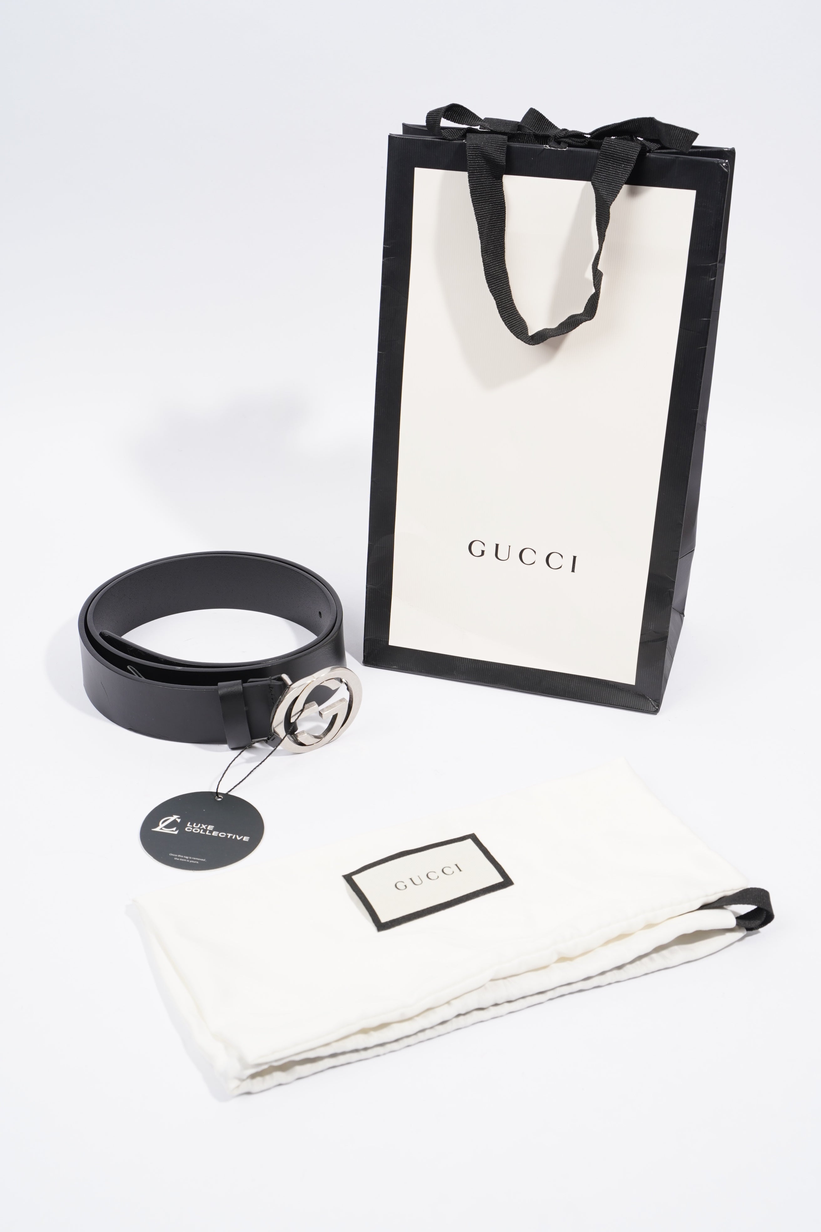 Gucci Interlocking G Belt Black Leather 85cm 34''