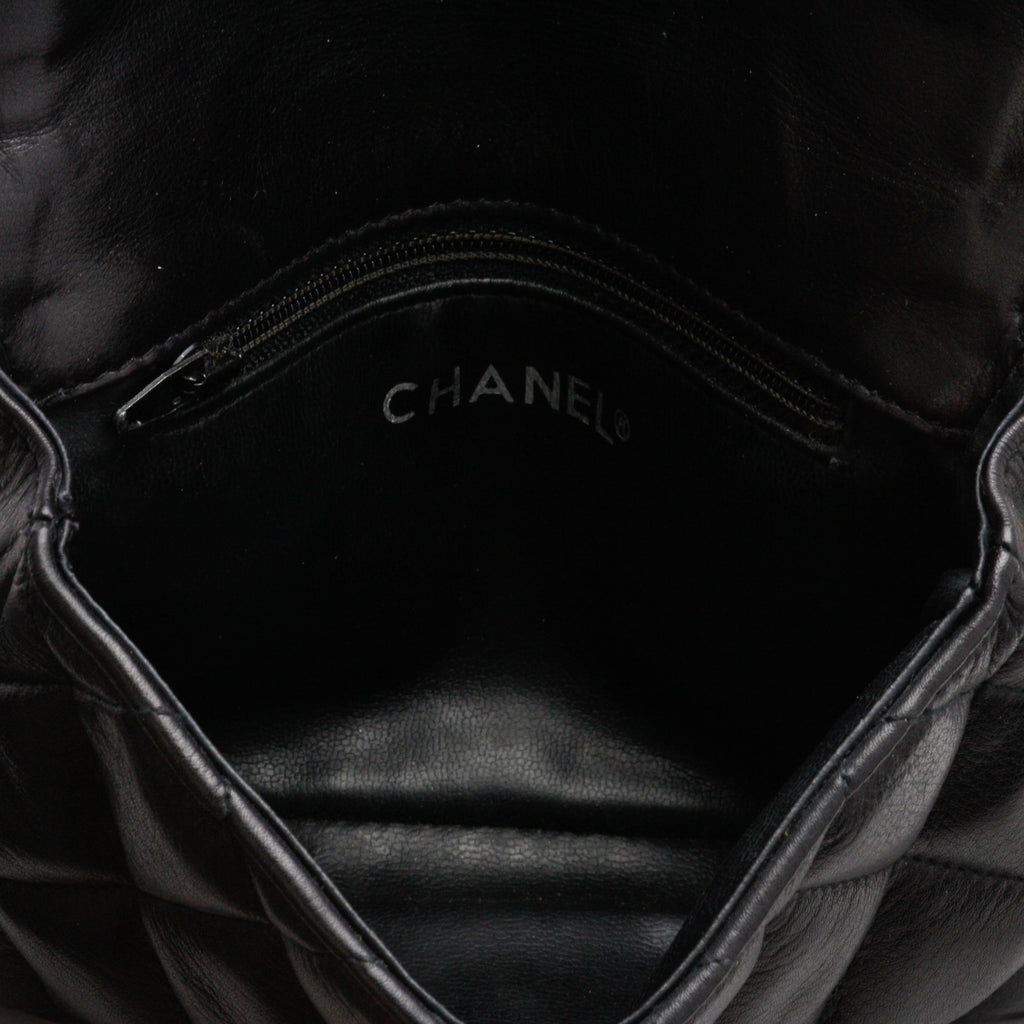 Chanel Belt Bag Bum Bag Lambskin Leather Black Vintage