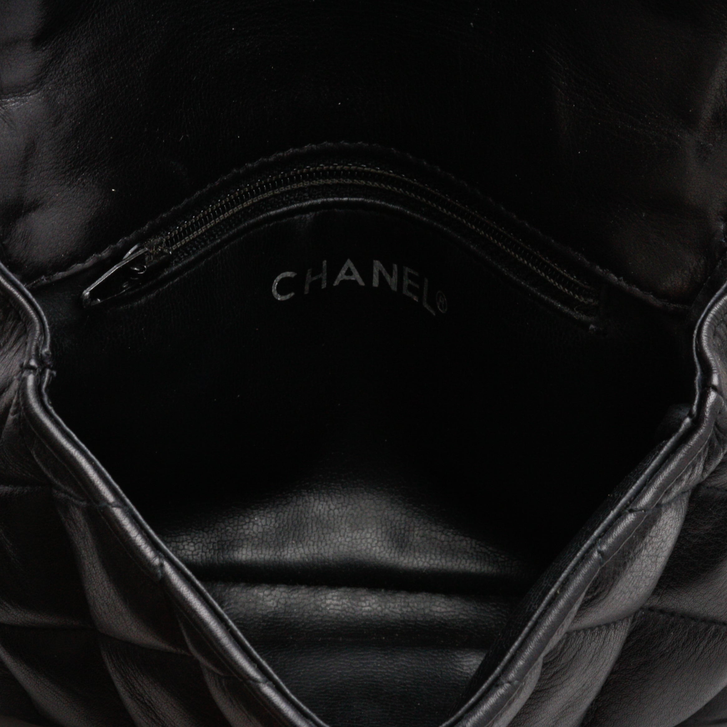 Chanel Belt Bag Bum Bag Lambskin Leather Black Vintage