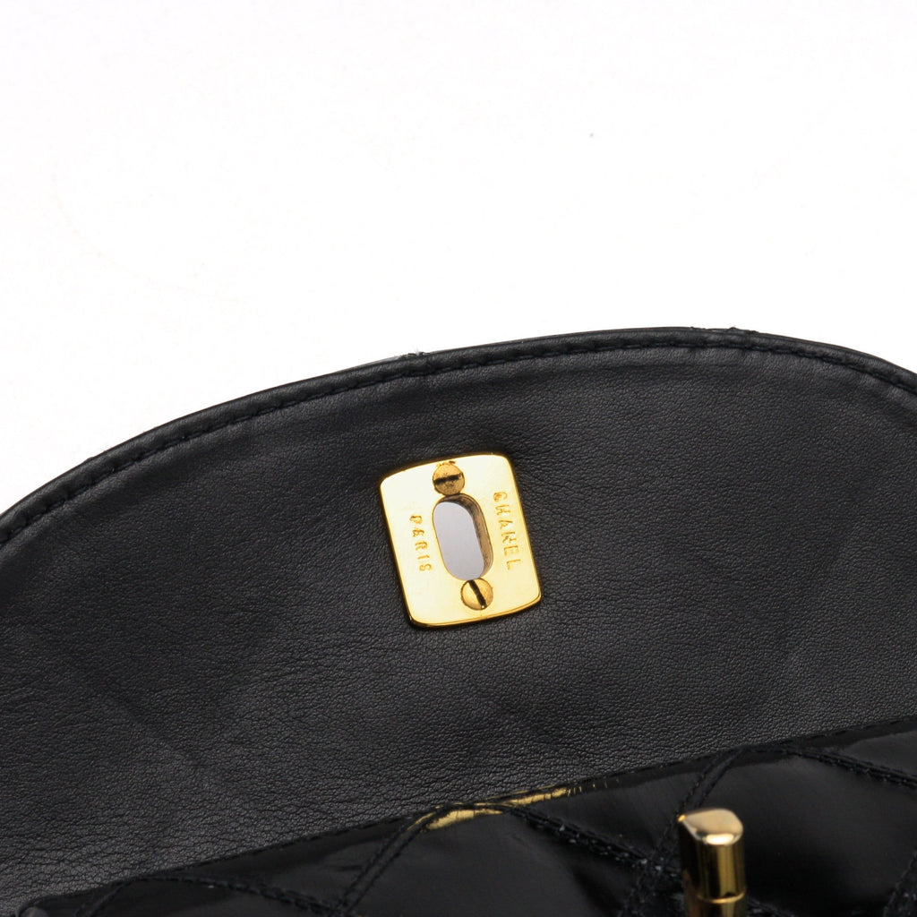 Chanel Belt Bag Bum Bag Patent Leather Black Vintage