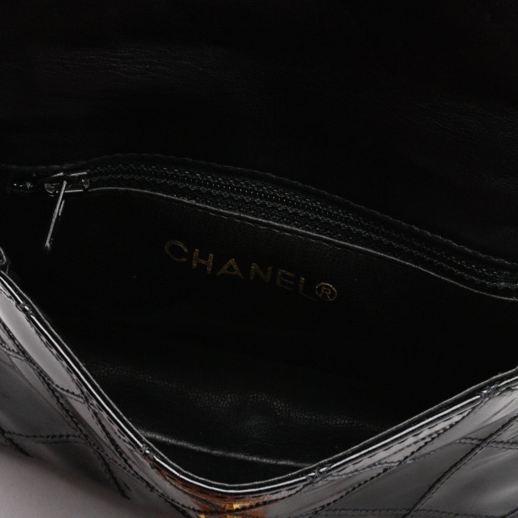 Chanel Belt Bag Bum Bag Patent Leather Black Vintage