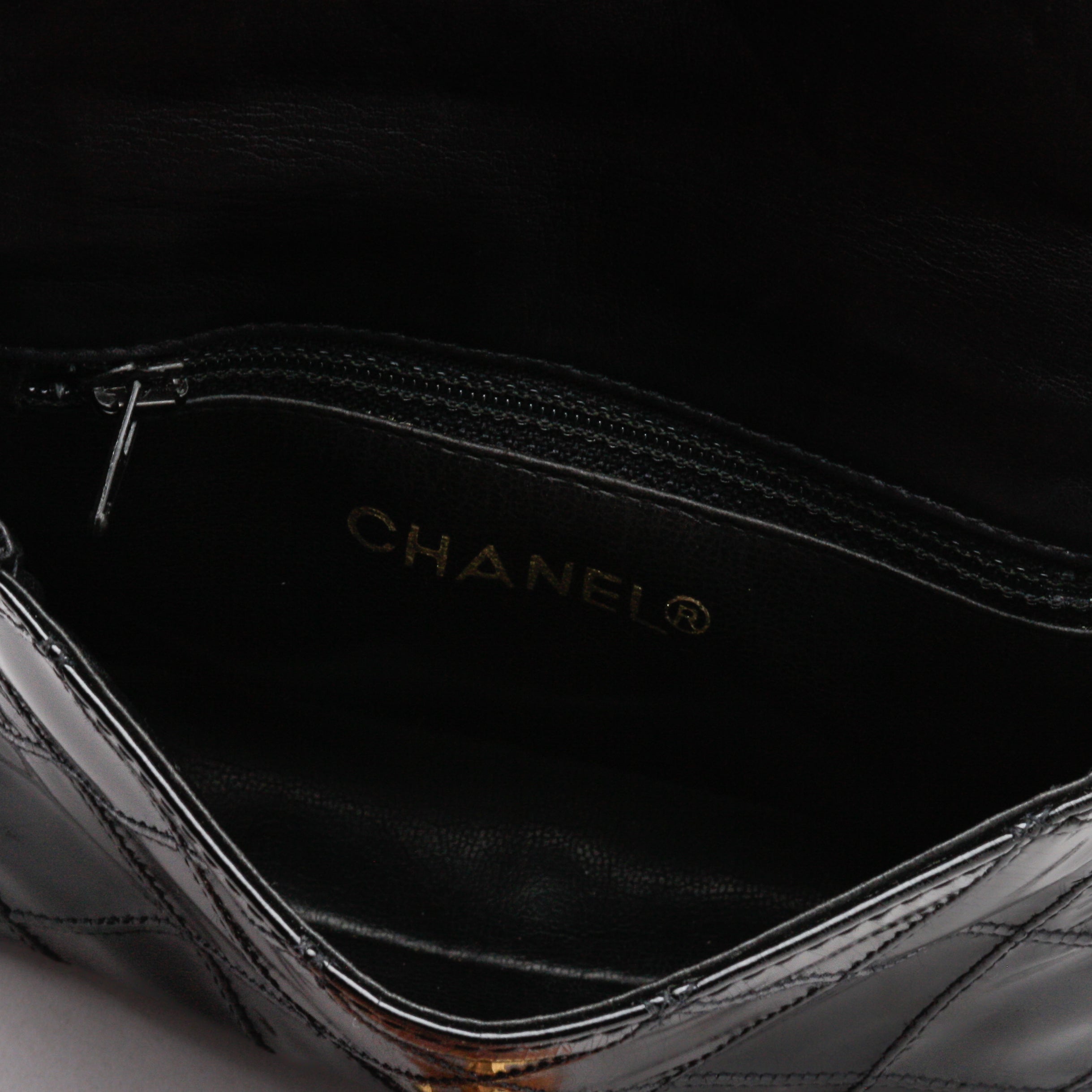 Chanel Belt Bag Bum Bag Patent Leather Black Vintage