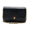 Chanel Shoulder Bag Flap Black Lambskin Leather Matrasse Vintage