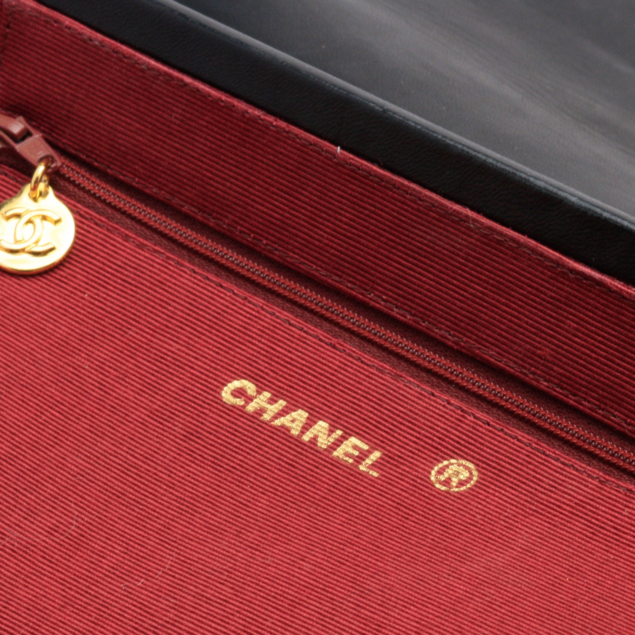 Chanel Shoulder Bag Flap Black Lambskin Leather Matrasse Vintage