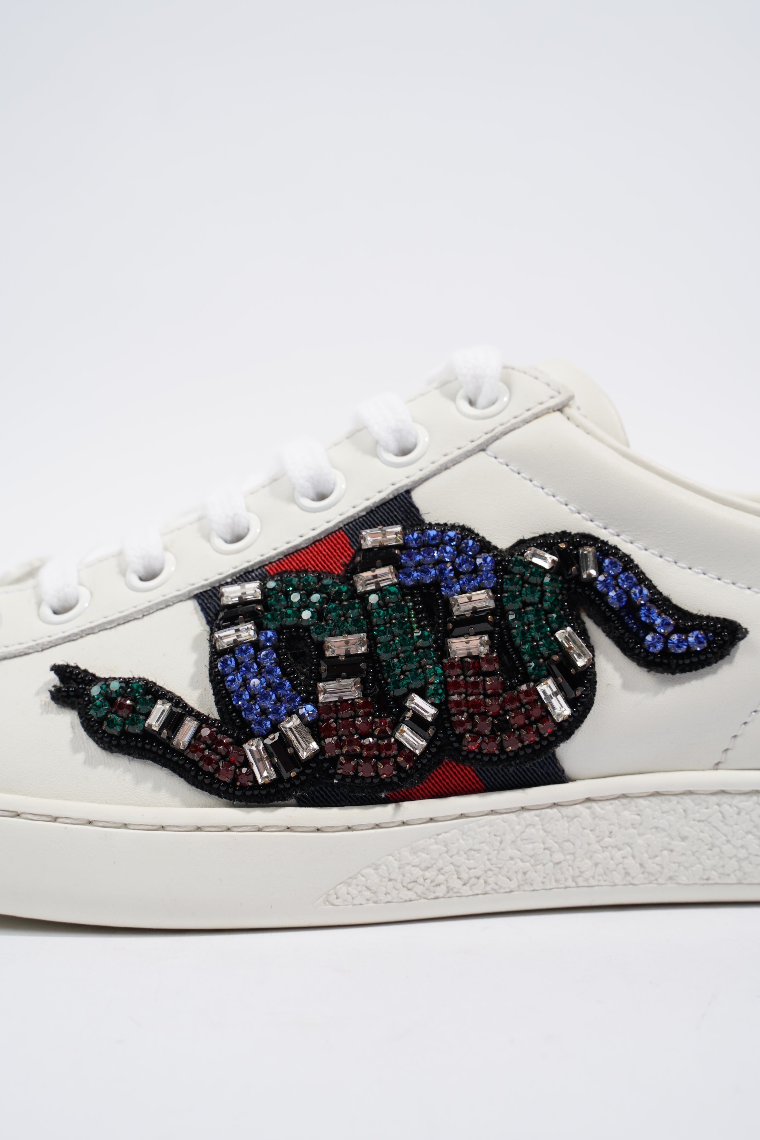 Gucci Ace Embroidered White / Navy / Red Leather EU 36 UK 3