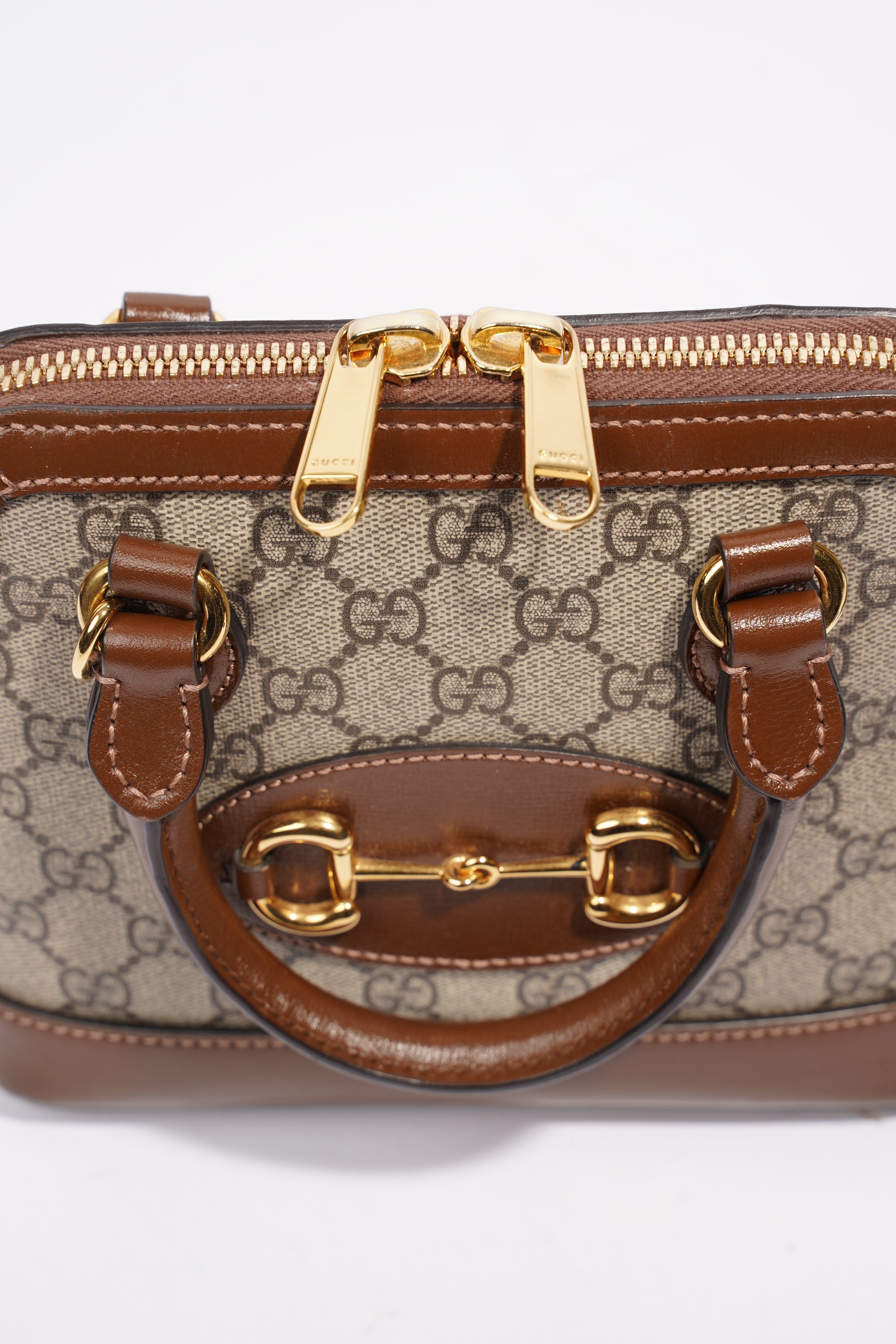 Gucci Horsebit 1955 Mini Top Handle Supreme / Brown Coated Canvas