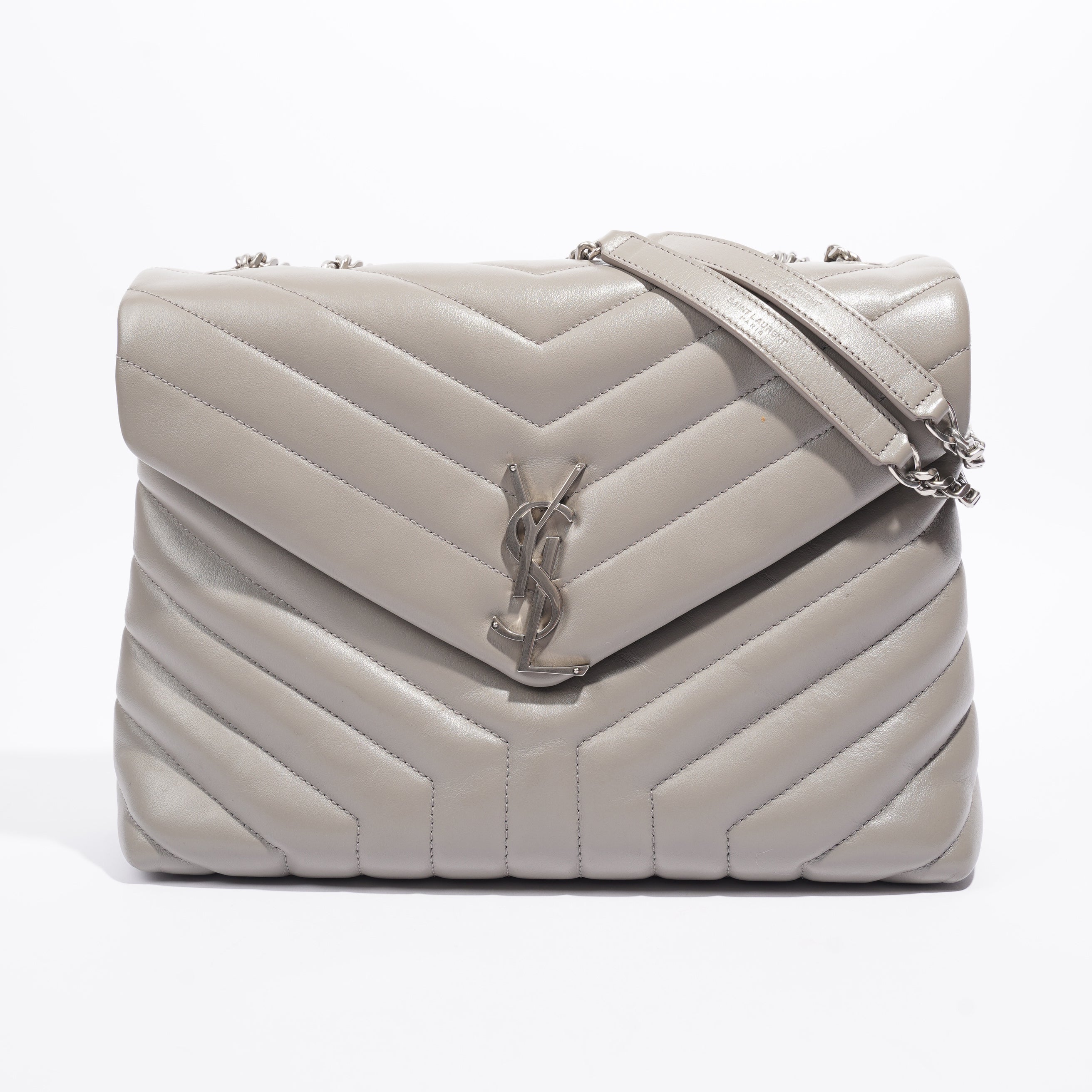 Saint Laurent LouLou Grey Calfskin Leather Medium
