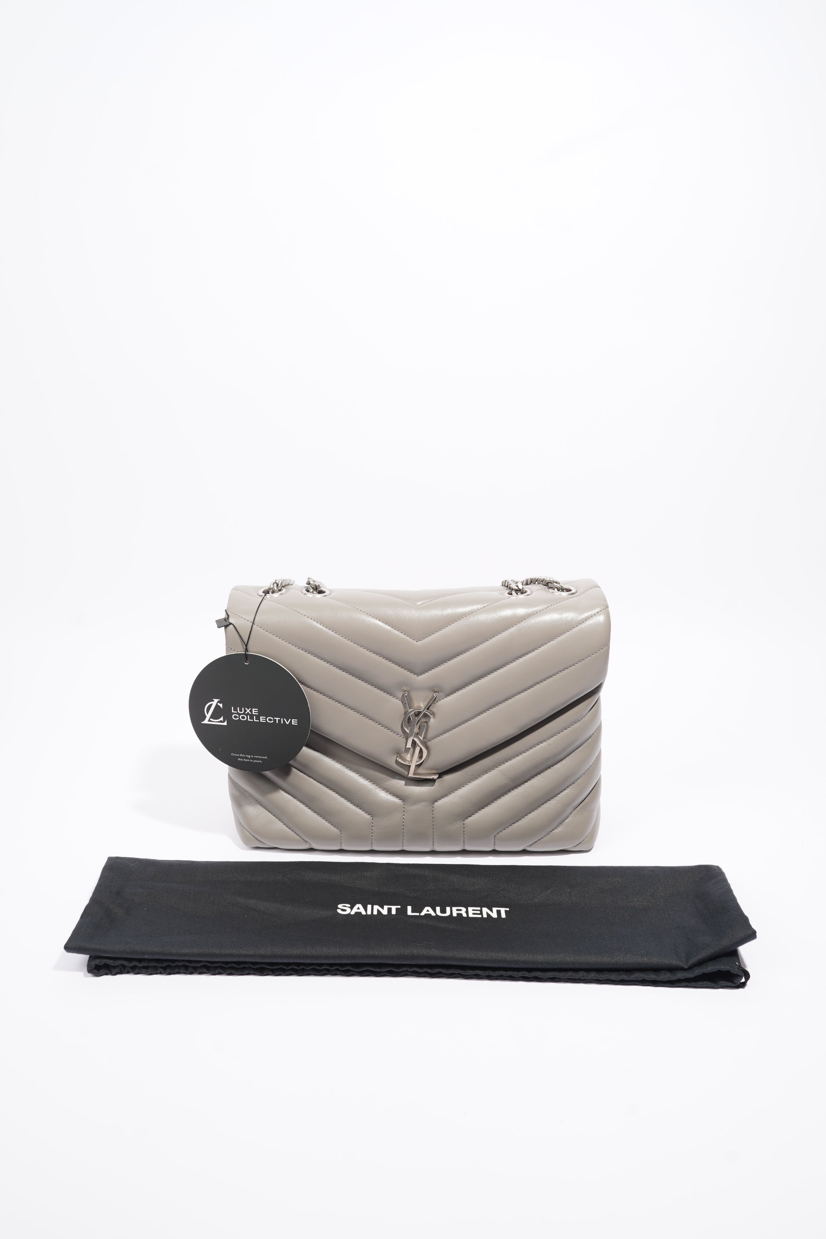 Saint Laurent LouLou Grey Calfskin Leather Medium