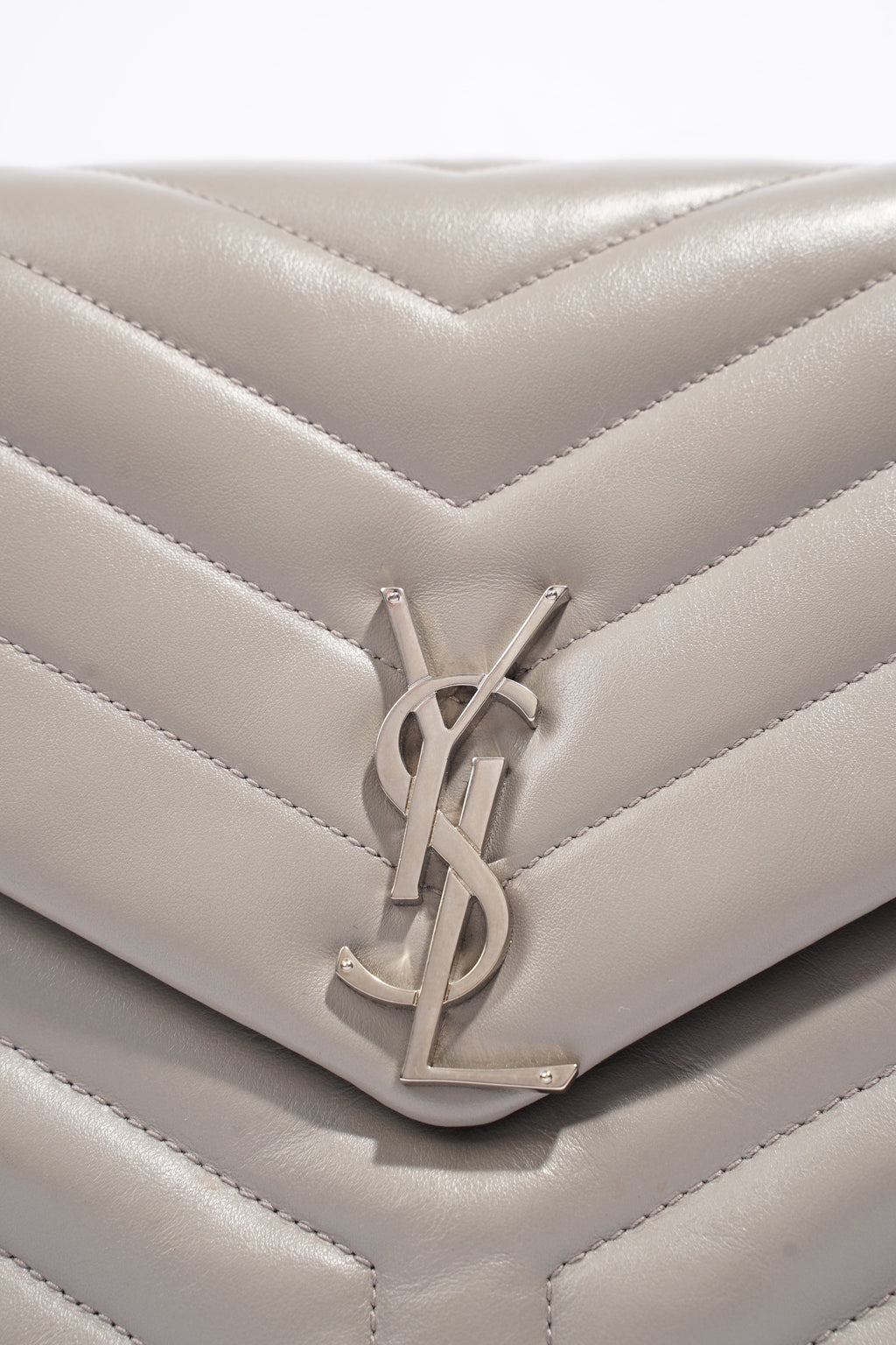 Saint Laurent LouLou Grey Calfskin Leather Medium