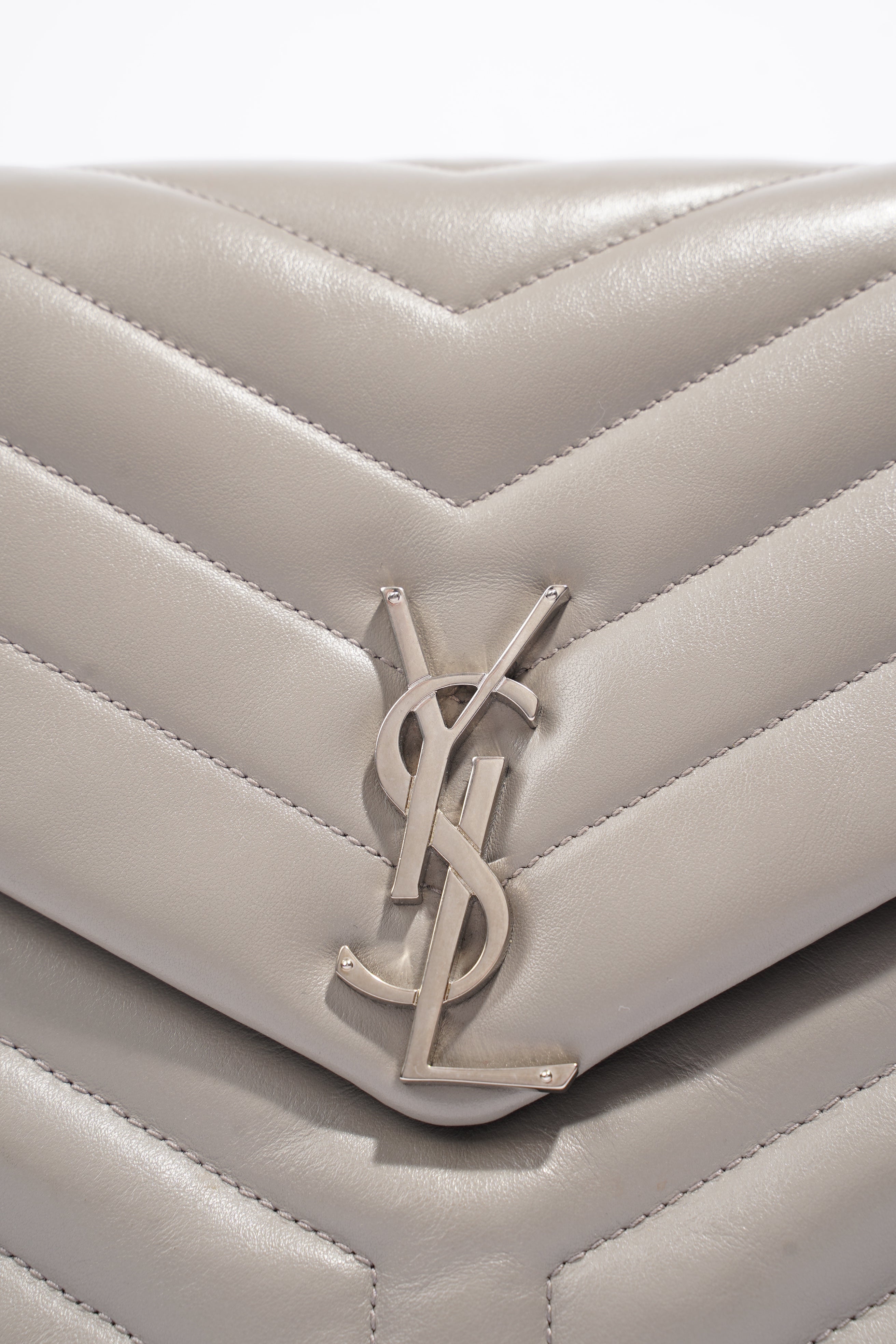 Saint Laurent LouLou Grey Calfskin Leather Medium