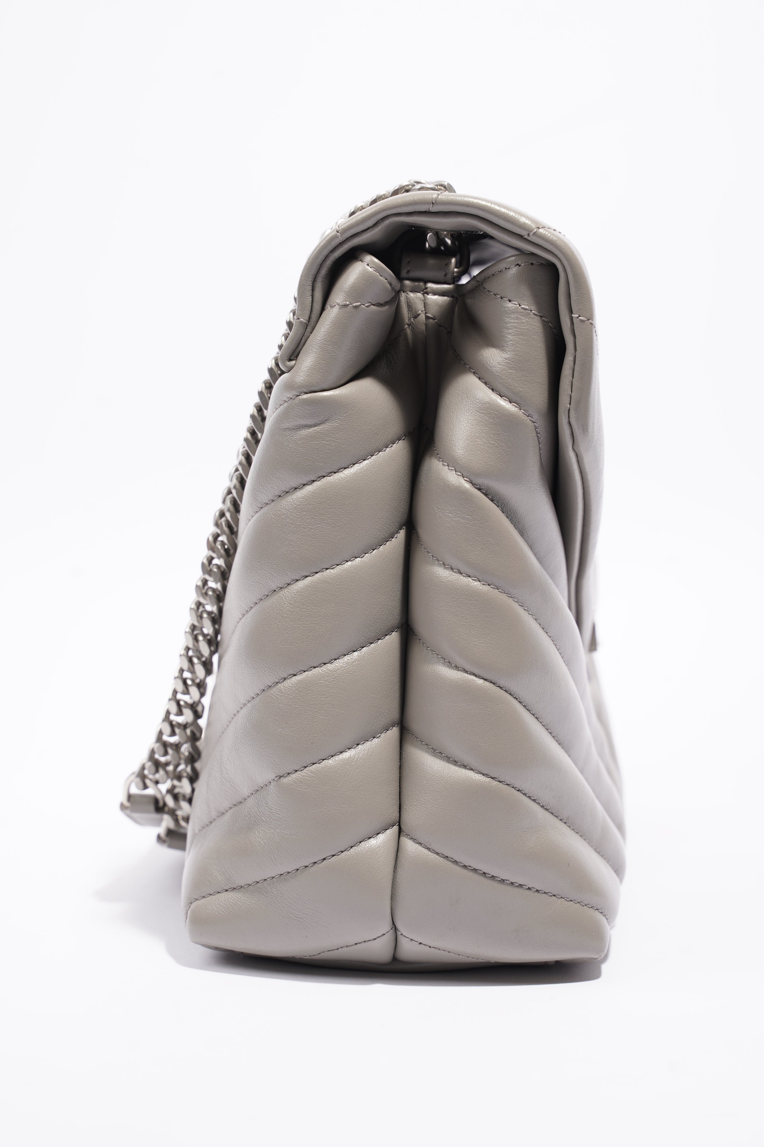 Saint Laurent LouLou Grey Calfskin Leather Medium