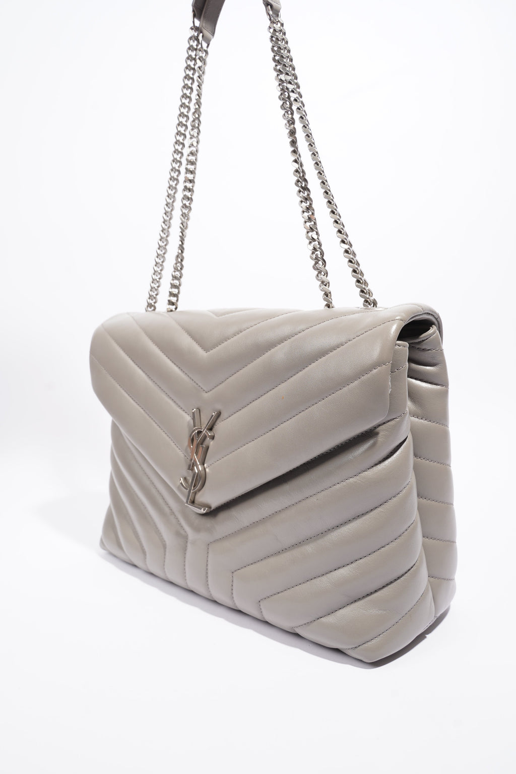 Saint Laurent LouLou Grey Calfskin Leather Medium
