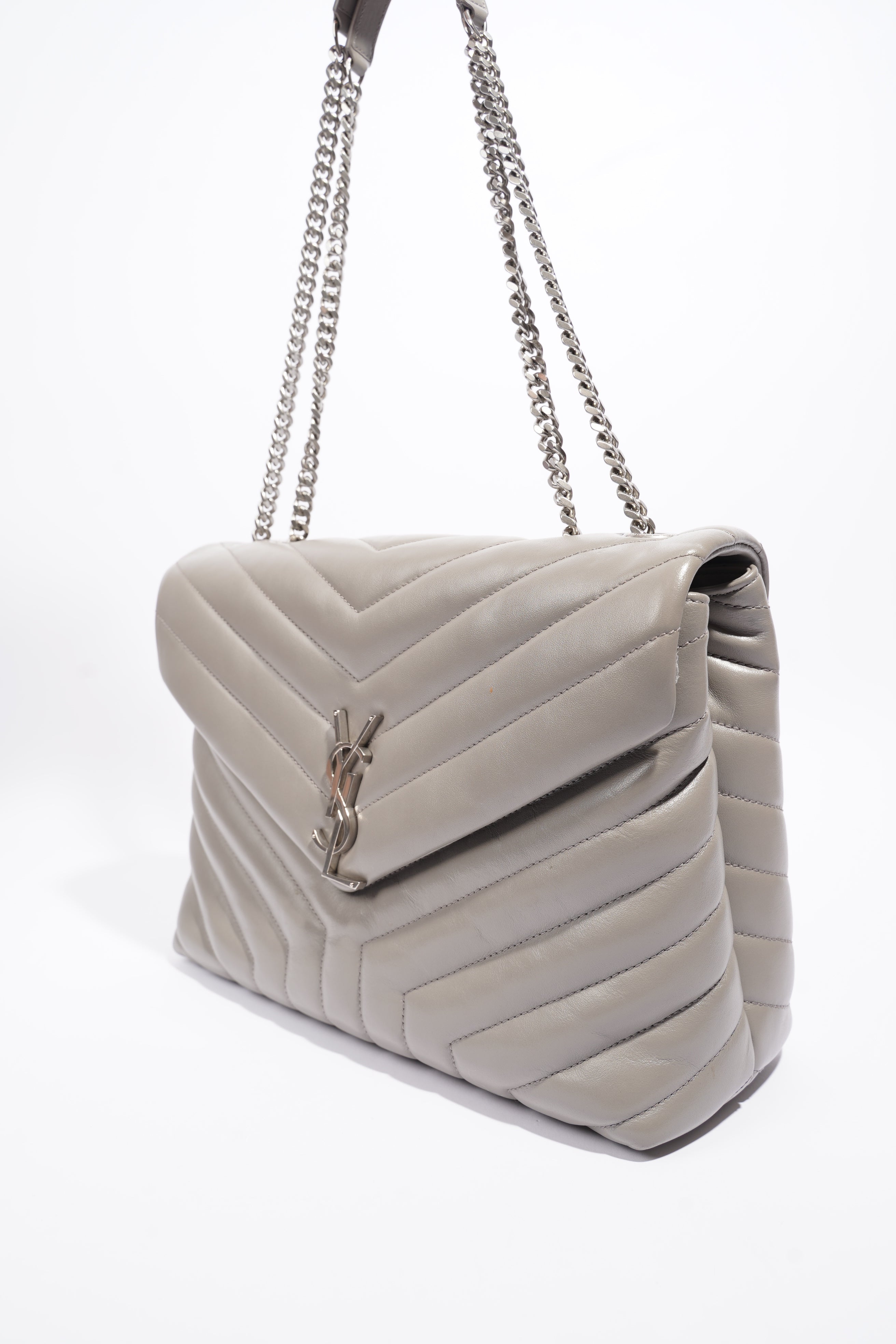 Saint Laurent LouLou Grey Calfskin Leather Medium