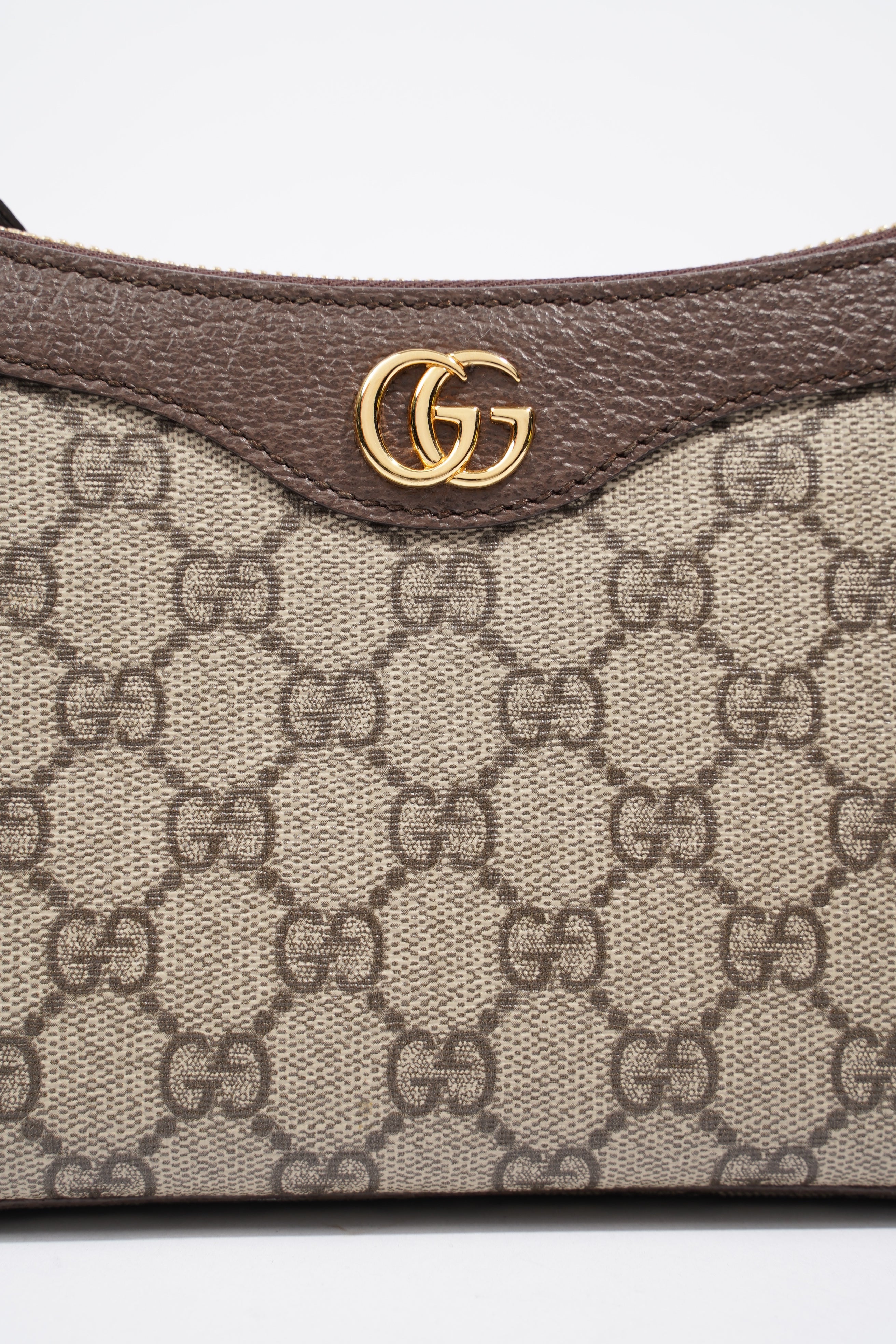Gucci Ophidia Small Beige And Ebony GG Supreme  Coated Canvas