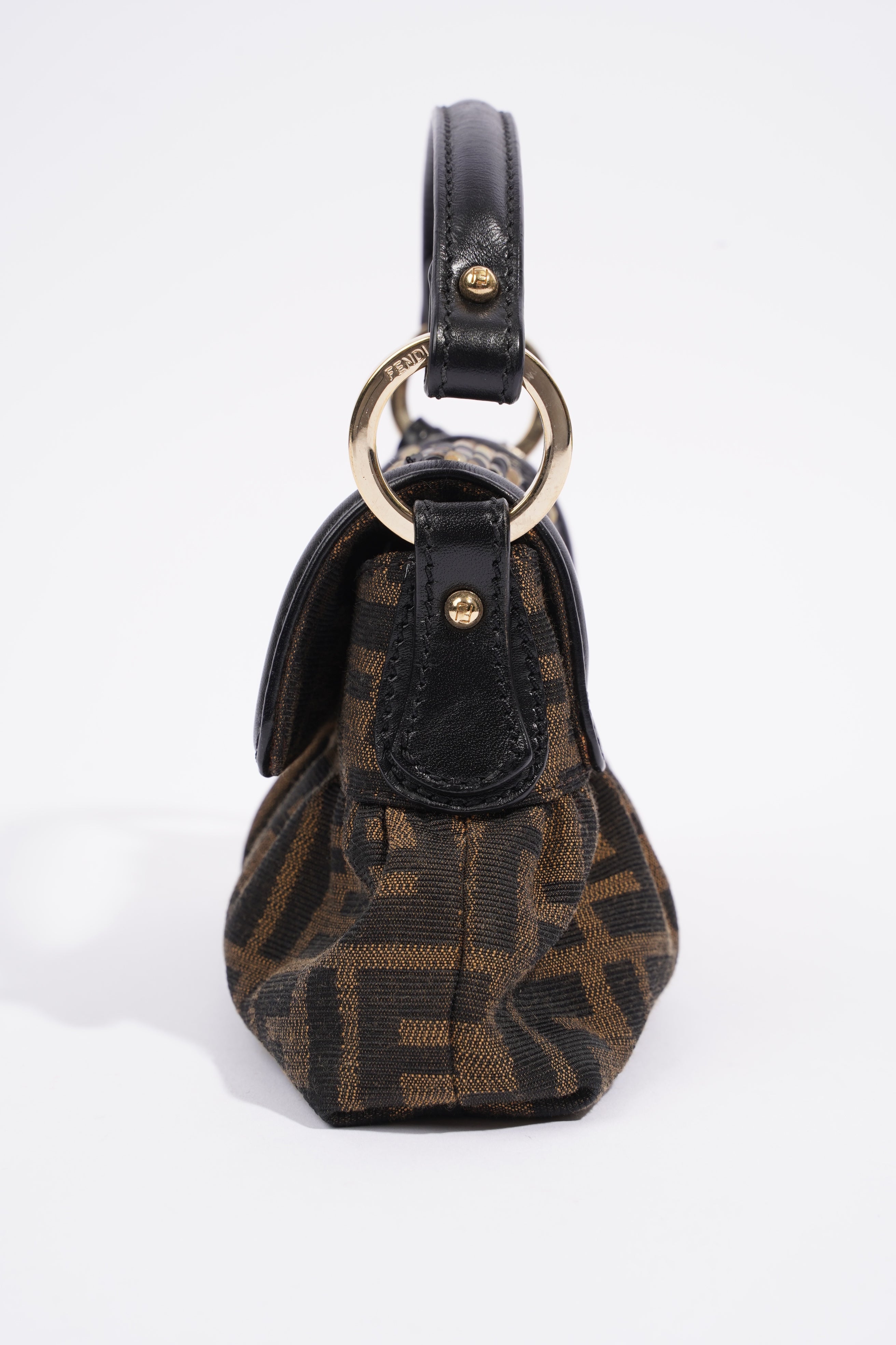 Fendi Mini Chef Sequin Flap Brown FF Canvas