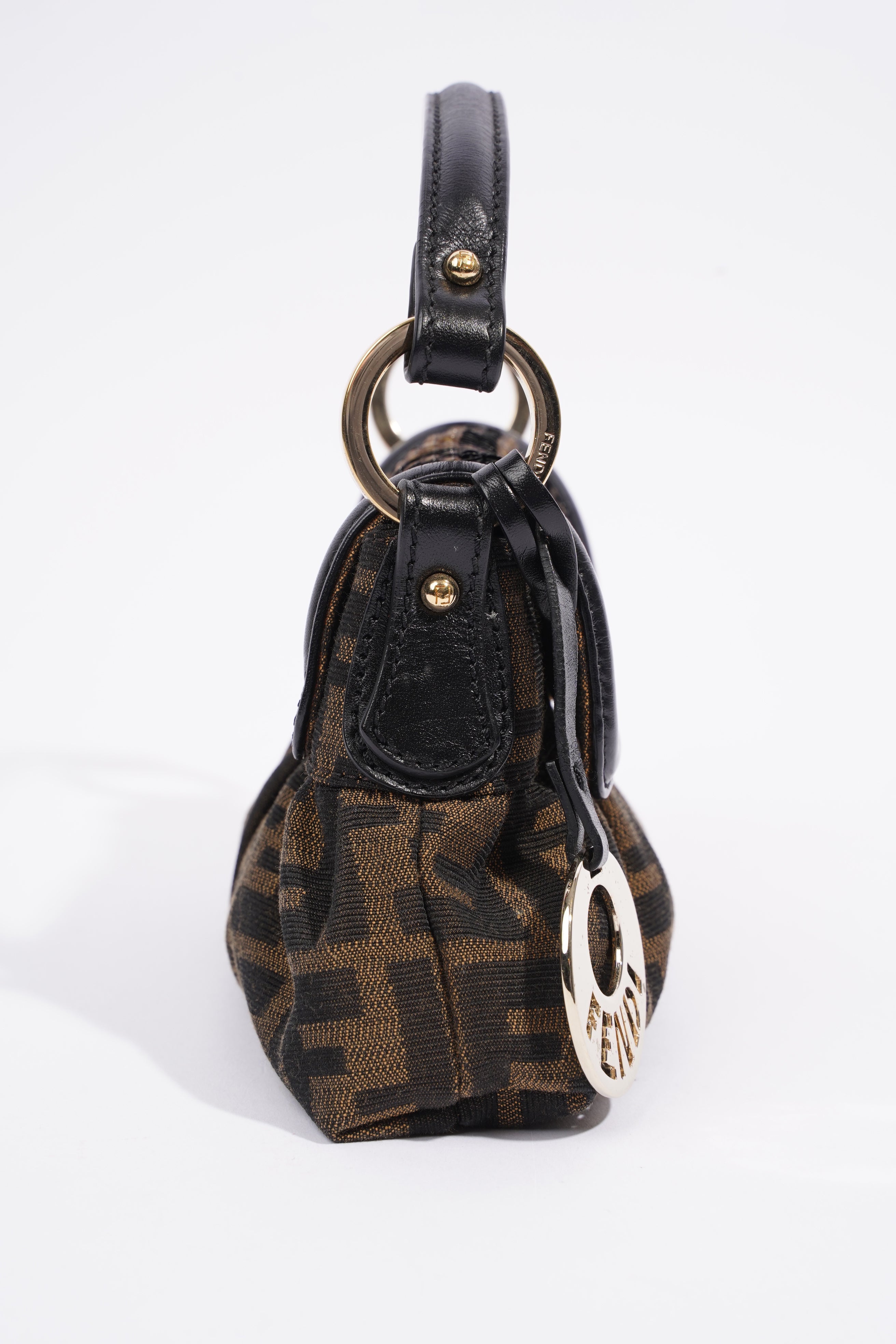 Fendi Mini Chef Sequin Flap Brown FF Canvas