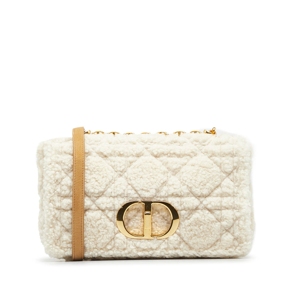 DIOR Medium Cannage Shearling Caro Shoulder Bag