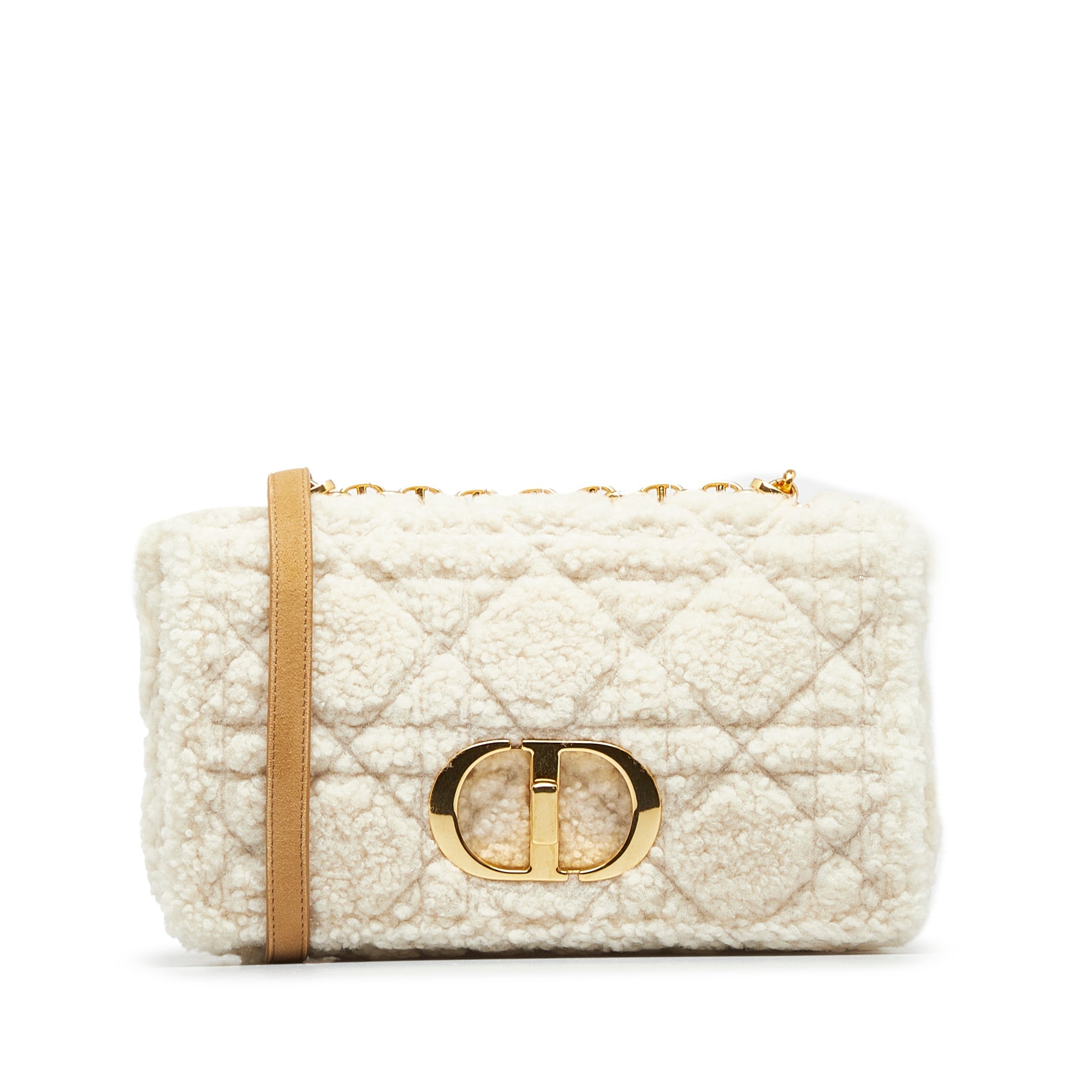 DIOR Medium Cannage Shearling Caro Shoulder Bag