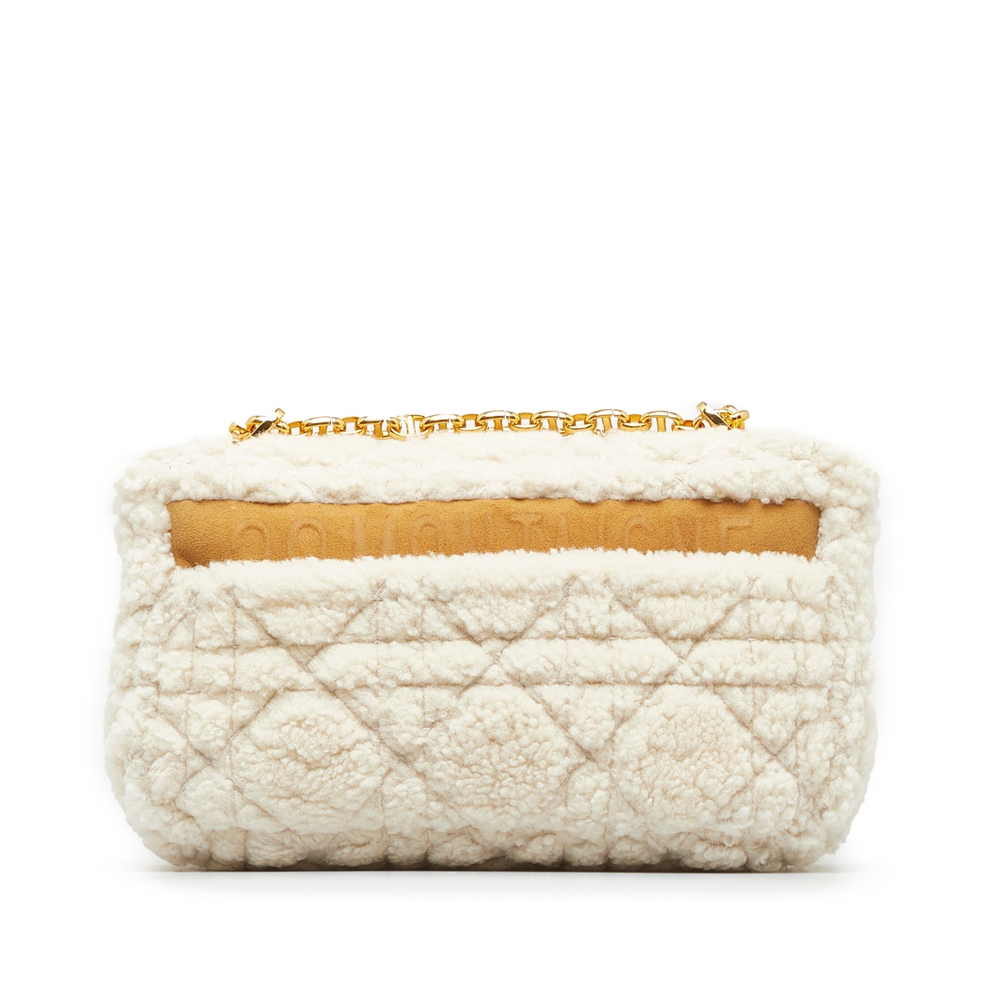 DIOR Medium Cannage Shearling Caro Shoulder Bag
