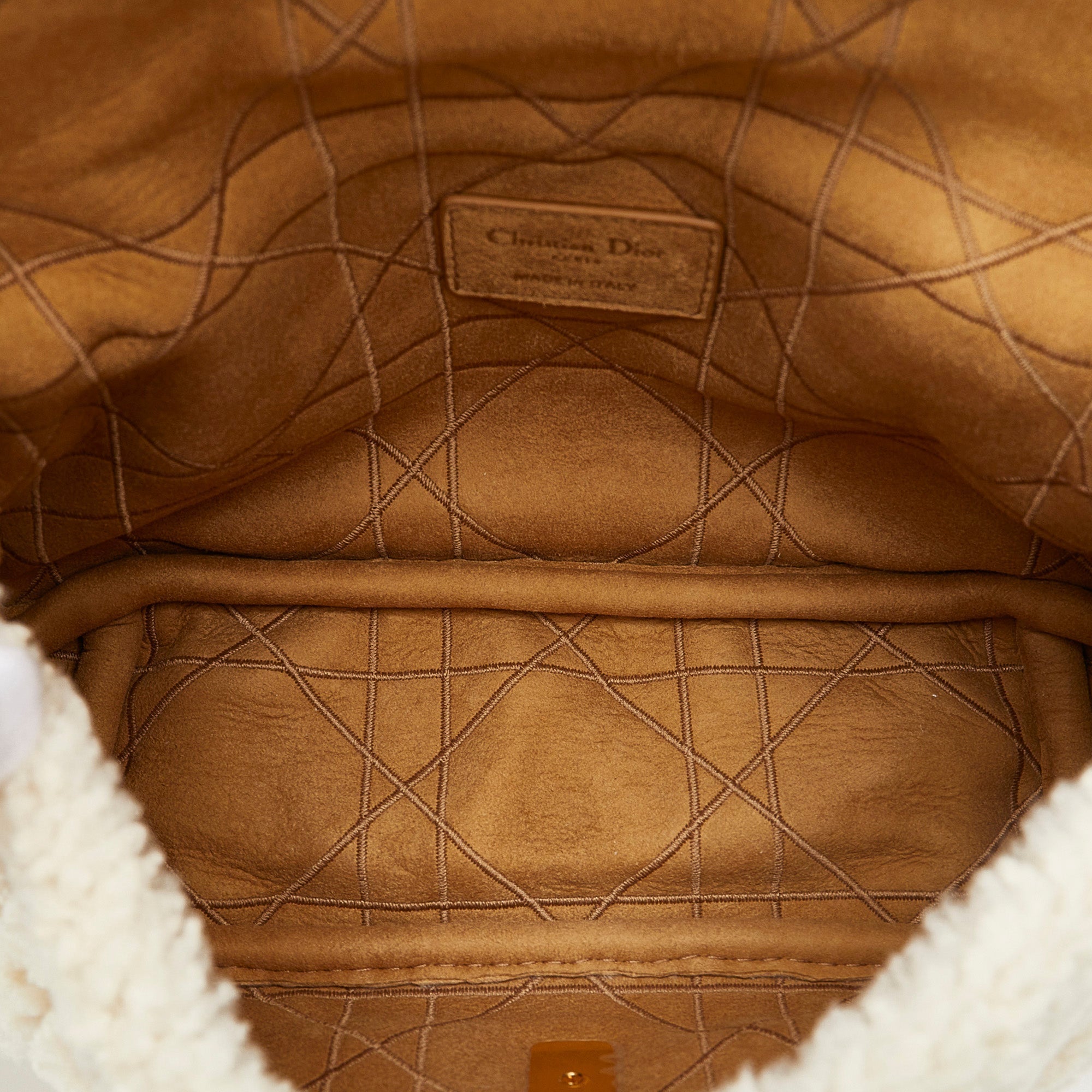 DIOR Medium Cannage Shearling Caro Shoulder Bag