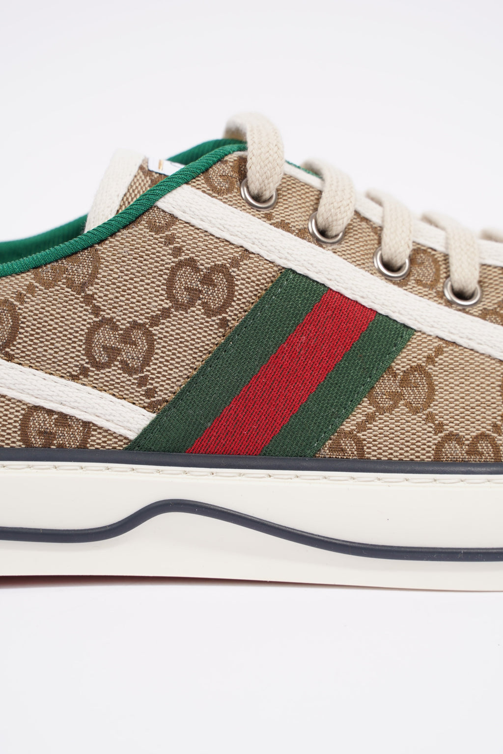 Gucci GG Tennis 1977 Beige / Green / Red Canvas EU 41.5 UK 7.5