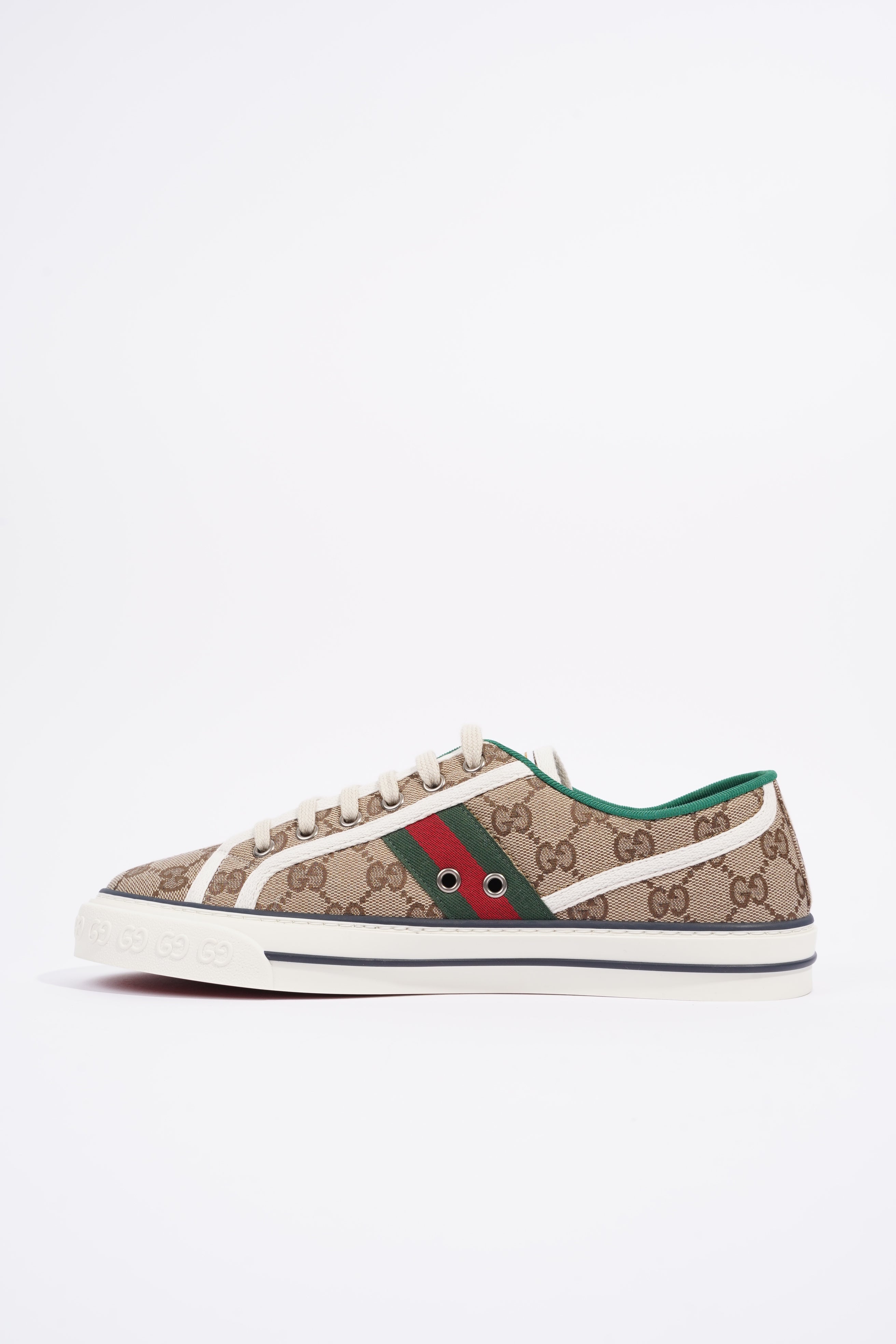 Gucci GG Tennis 1977 Beige / Green / Red Canvas EU 41.5 UK 7.5