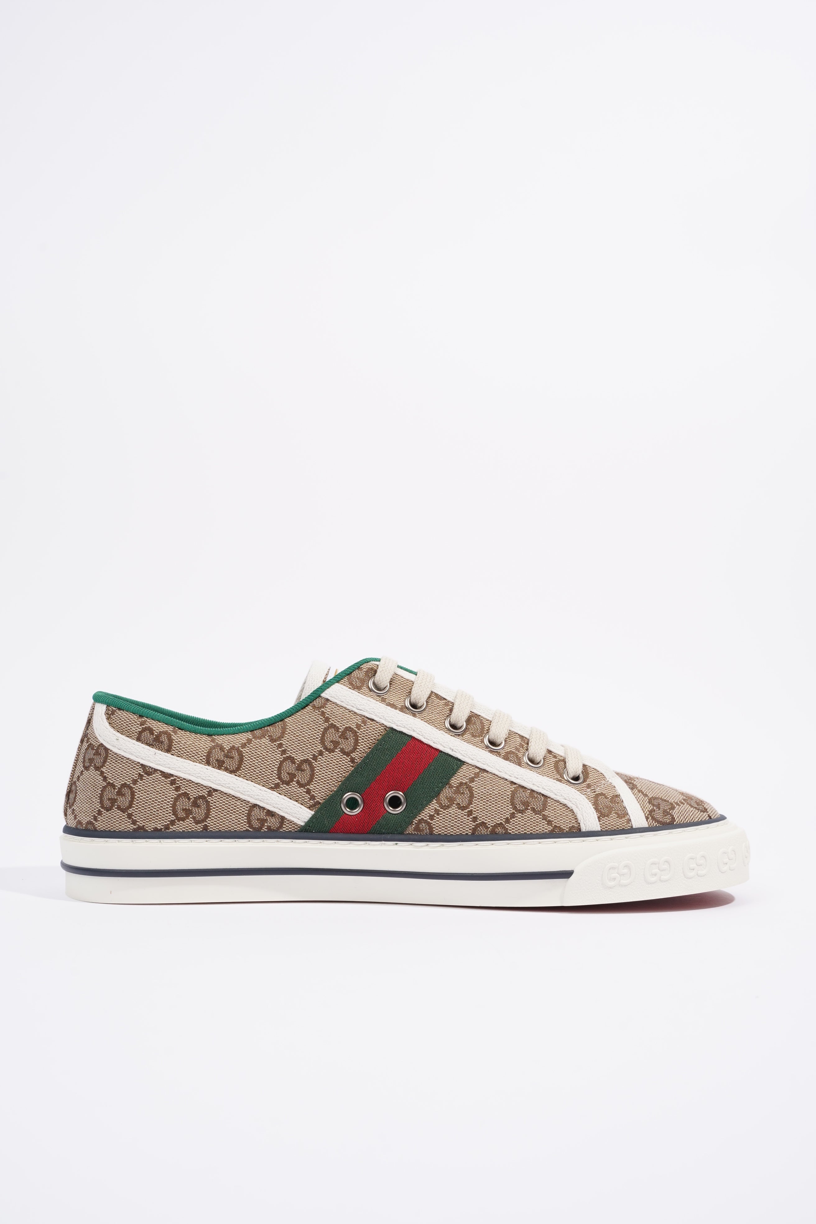 Gucci GG Tennis 1977 Beige / Green / Red Canvas EU 41.5 UK 7.5