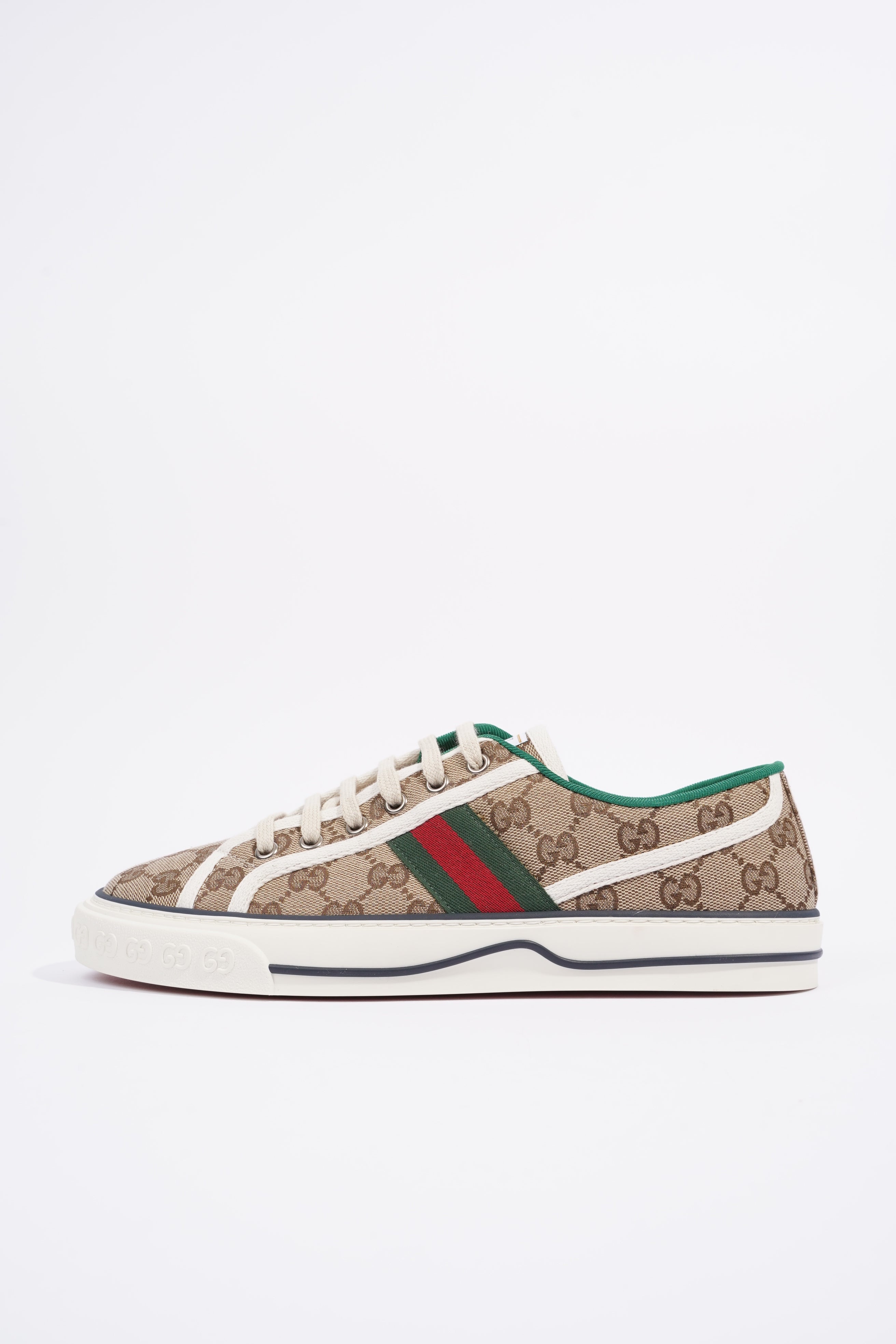 Gucci GG Tennis 1977 Beige / Green / Red Canvas EU 41.5 UK 7.5