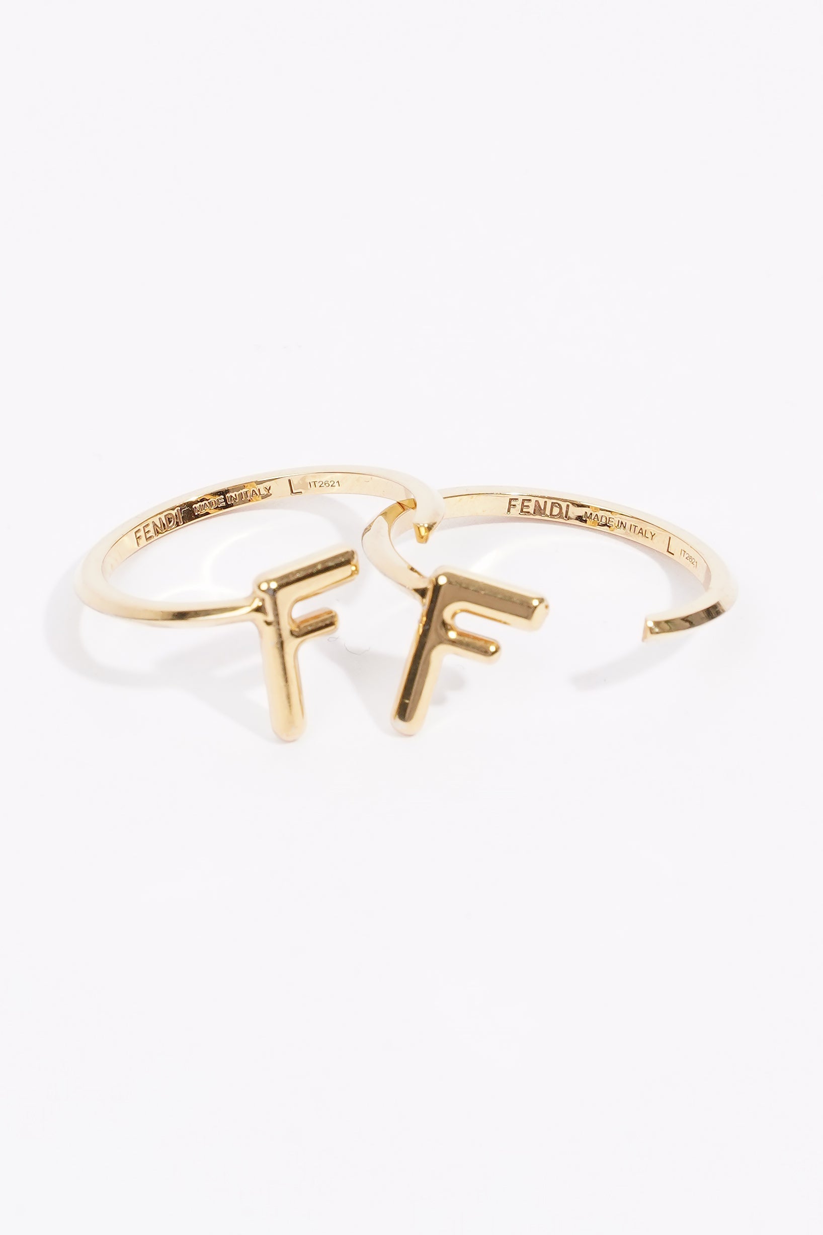 Fendi FF Double Rings Gold Base Metal L