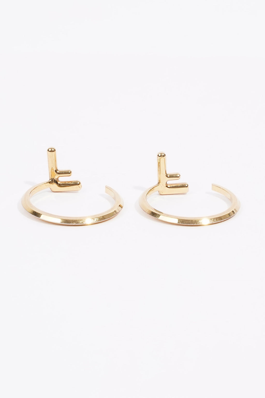 Fendi FF Double Rings Gold Base Metal L
