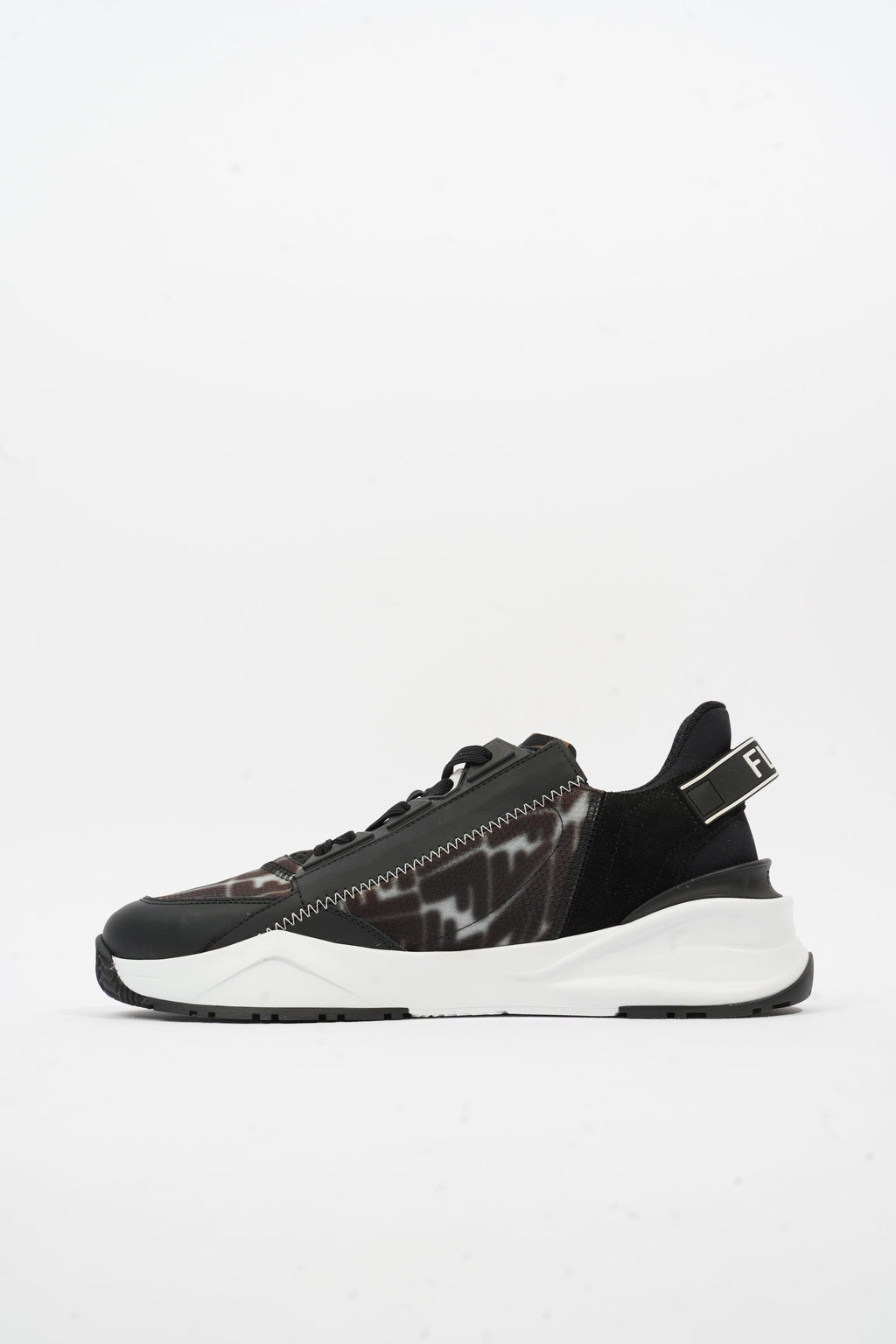 Fendi Flow Sneakers Black / Brown / White Nylon EU 41 UK 7
