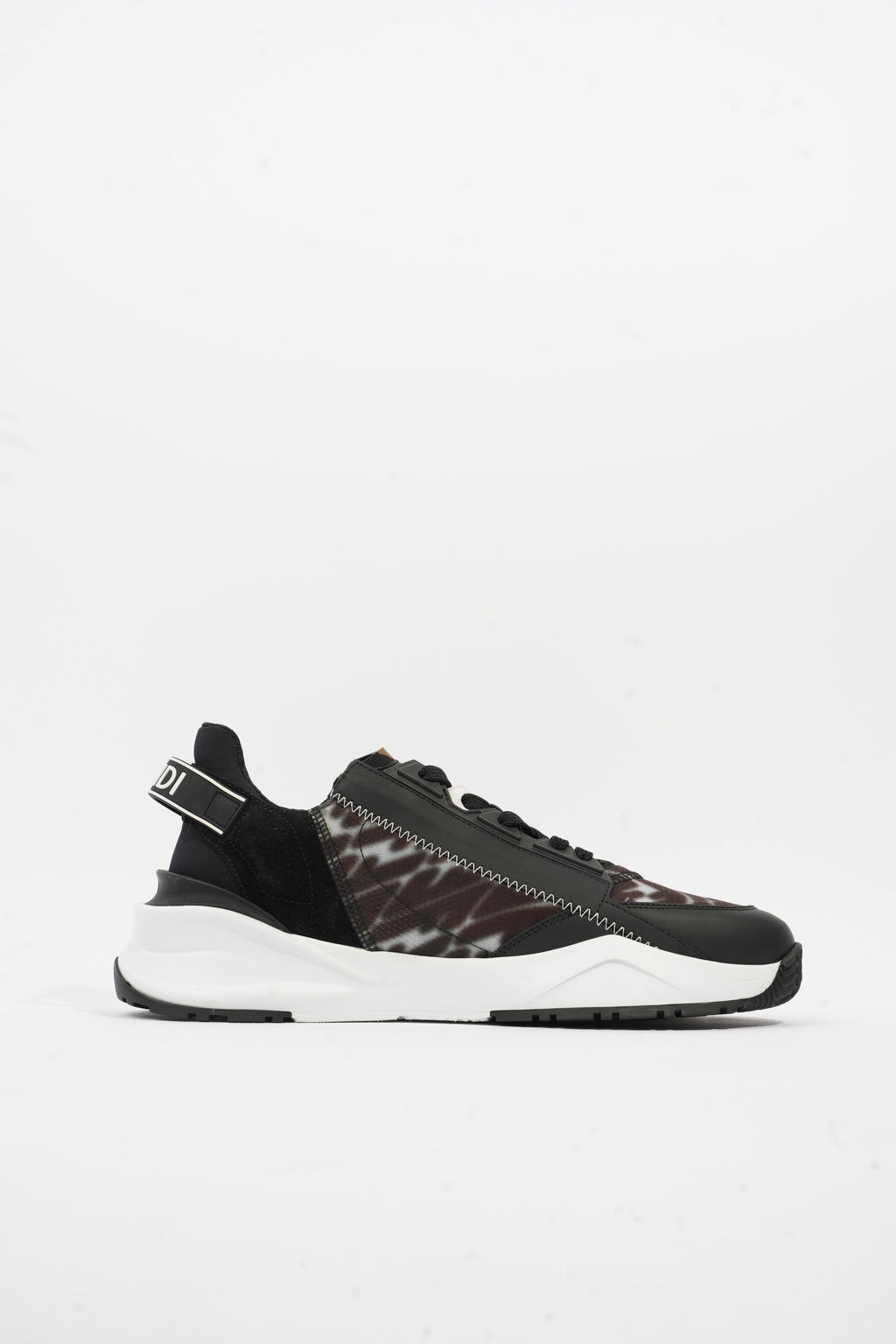 Fendi Flow Sneakers Black / Brown / White Nylon EU 41 UK 7
