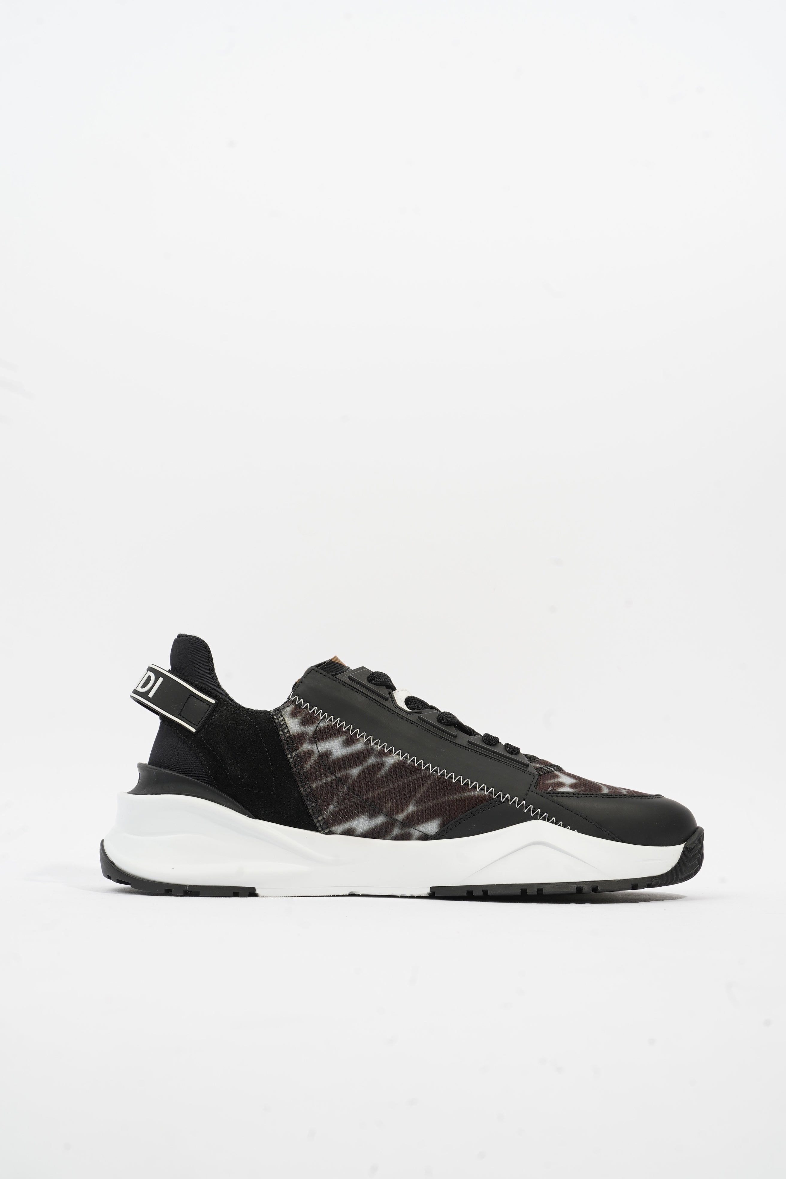 Fendi Flow Sneakers Black / Brown / White Nylon EU 41 UK 7