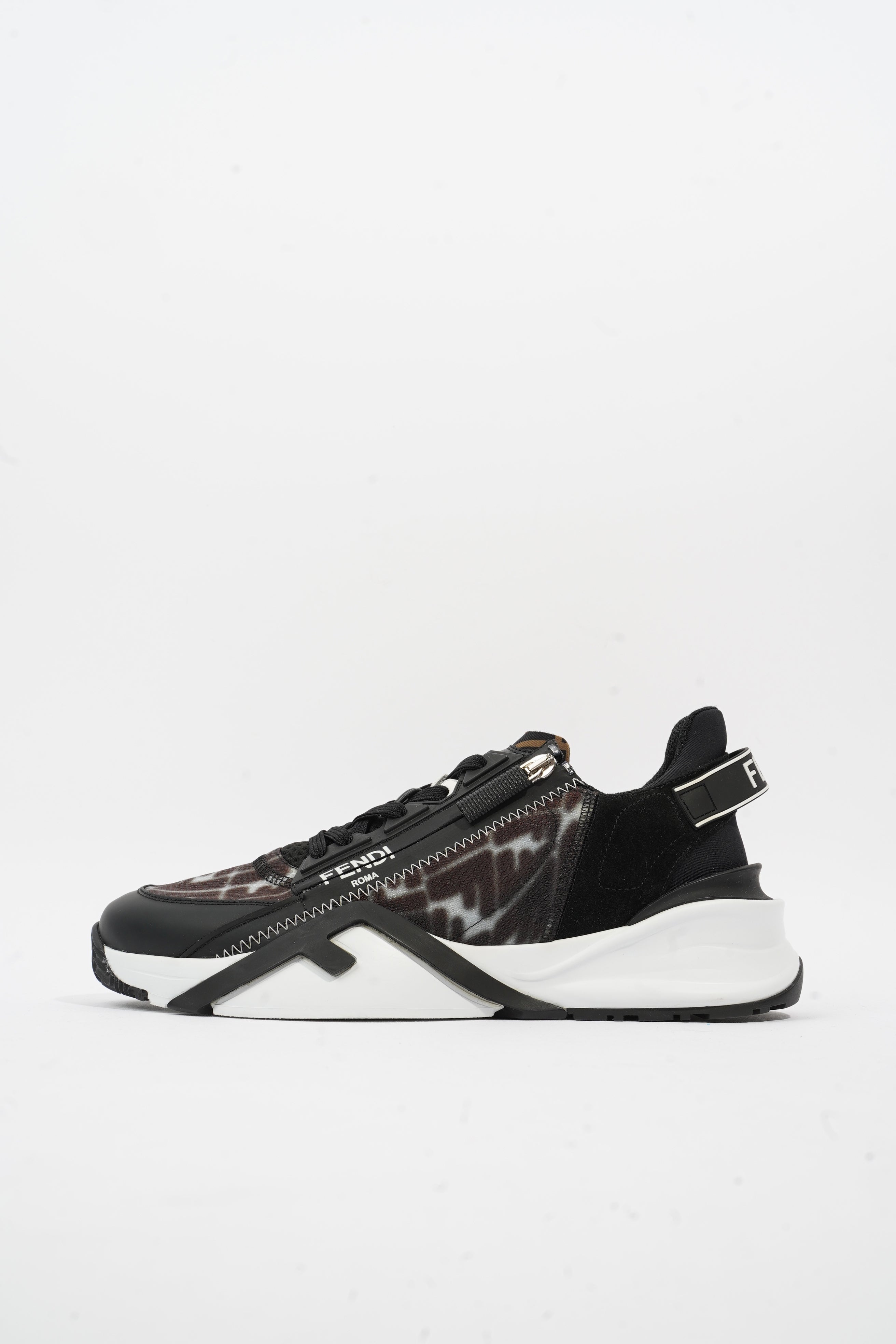Fendi Flow Sneakers Black / Brown / White Nylon EU 41 UK 7