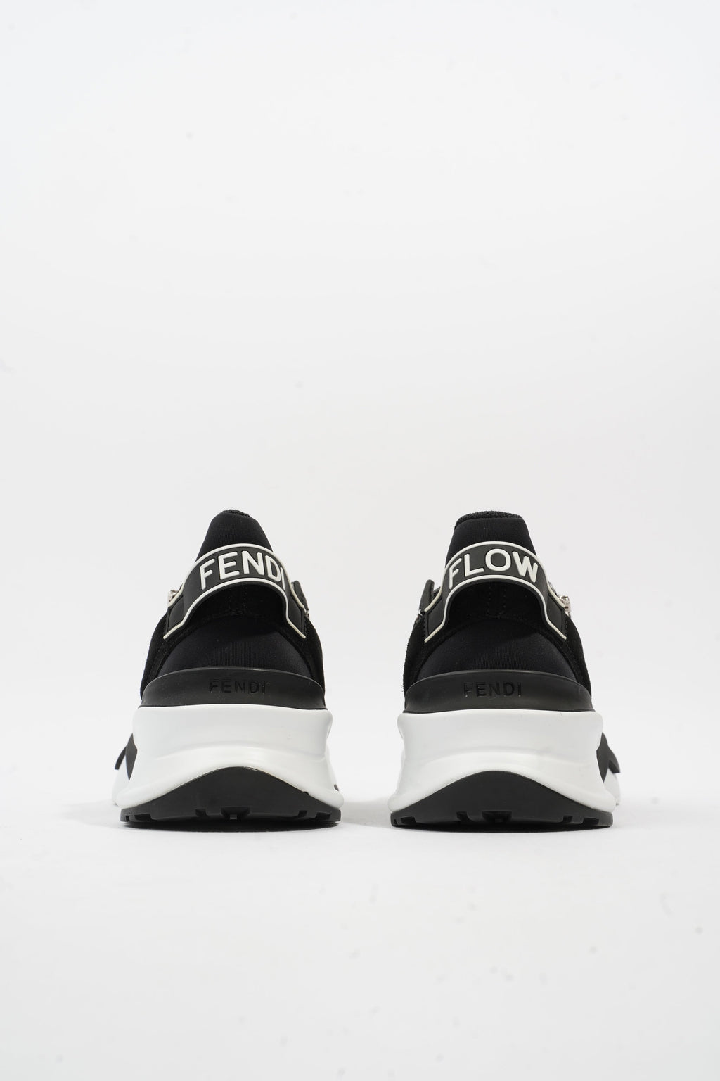 Fendi Flow Sneakers Black / Brown / White Nylon EU 41 UK 7
