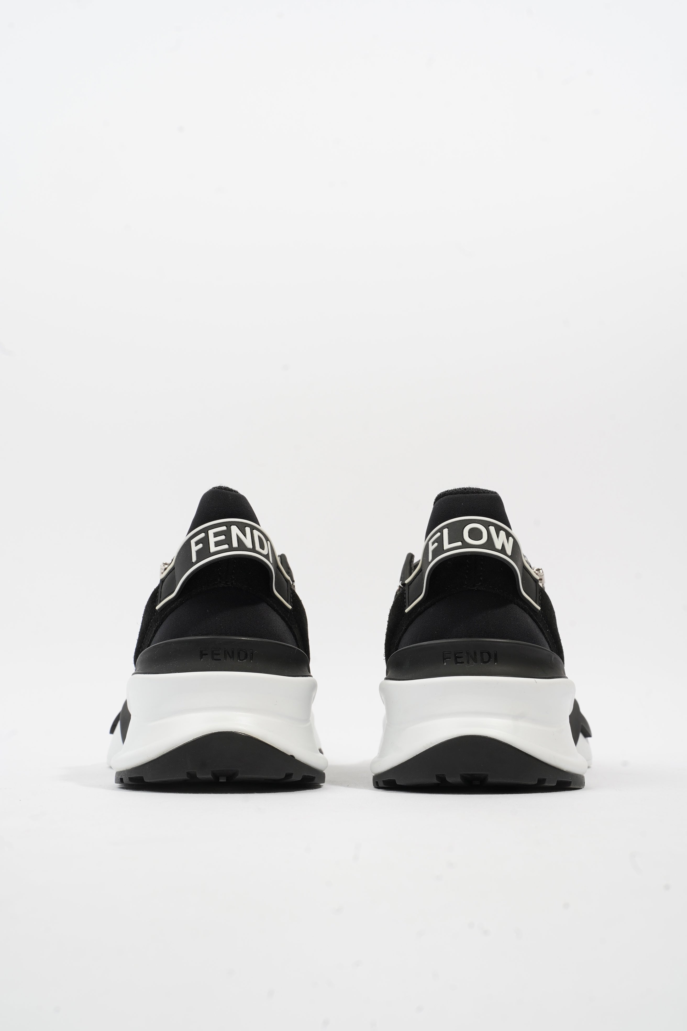 Fendi Flow Sneakers Black / Brown / White Nylon EU 41 UK 7