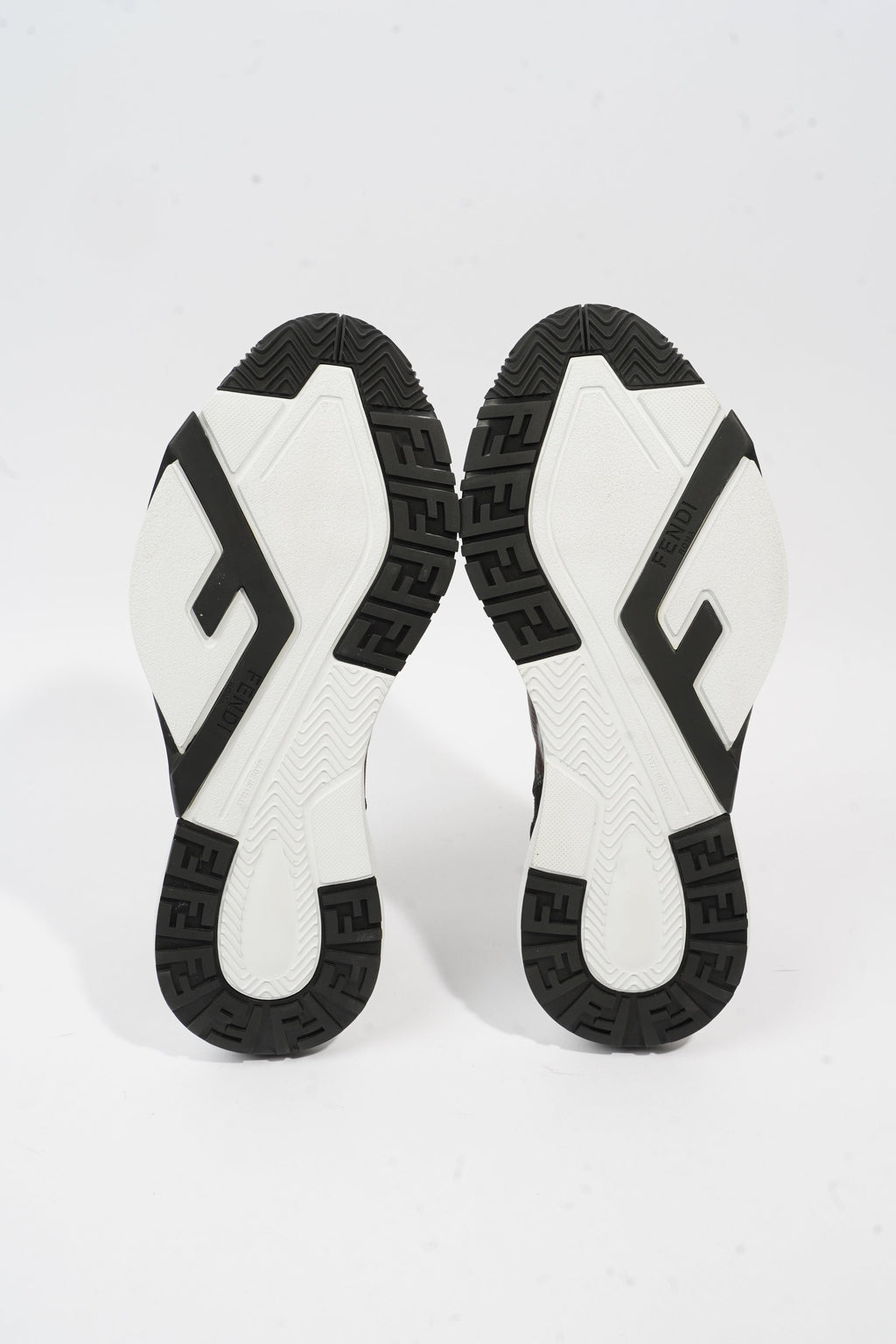 Fendi Flow Sneakers Black / Brown / White Nylon EU 41 UK 7